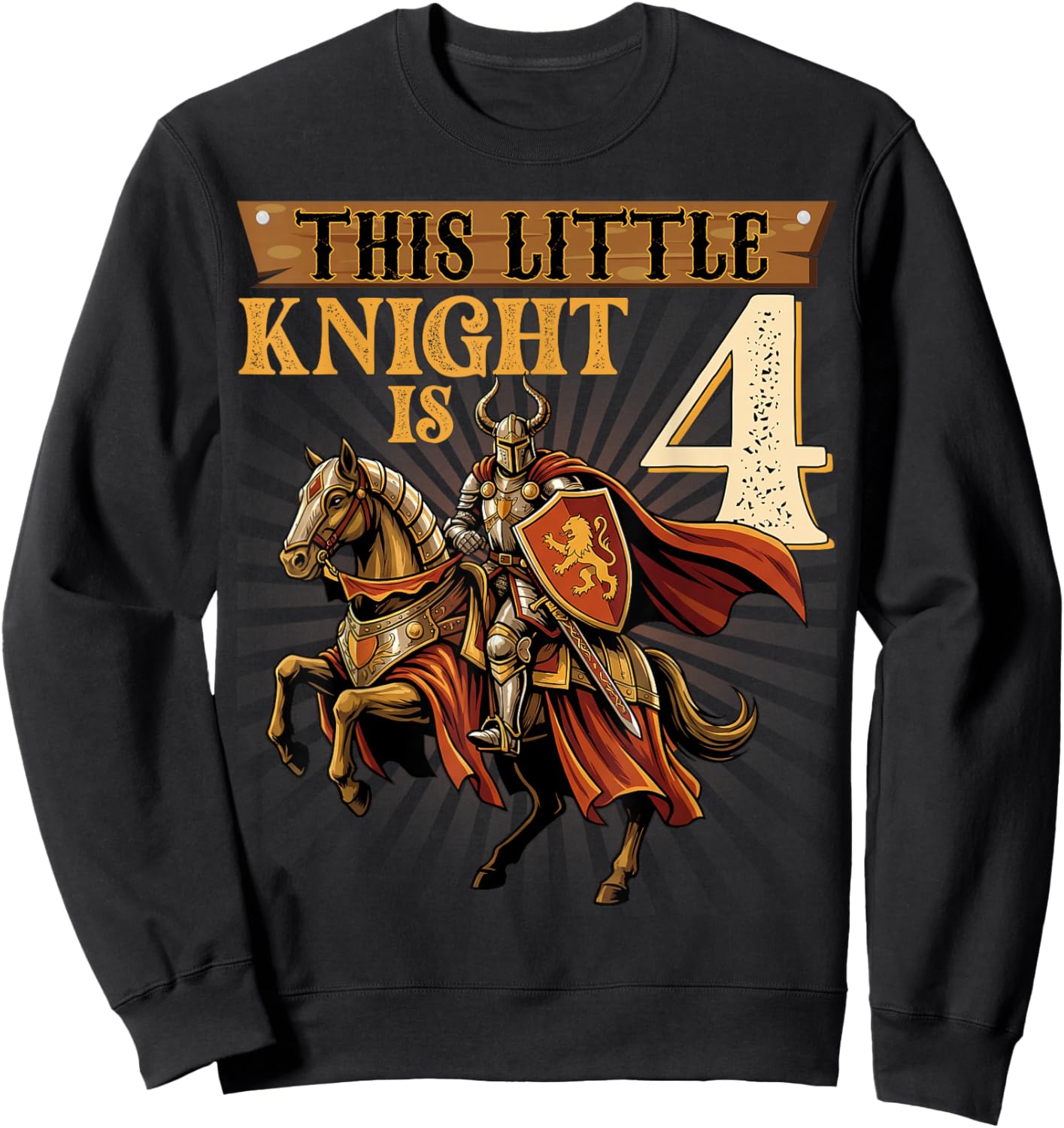 Knight Birthday 4 Years Old Boys 4th Knight Birthday Party Sweatshirt - Sweatshirt | Black