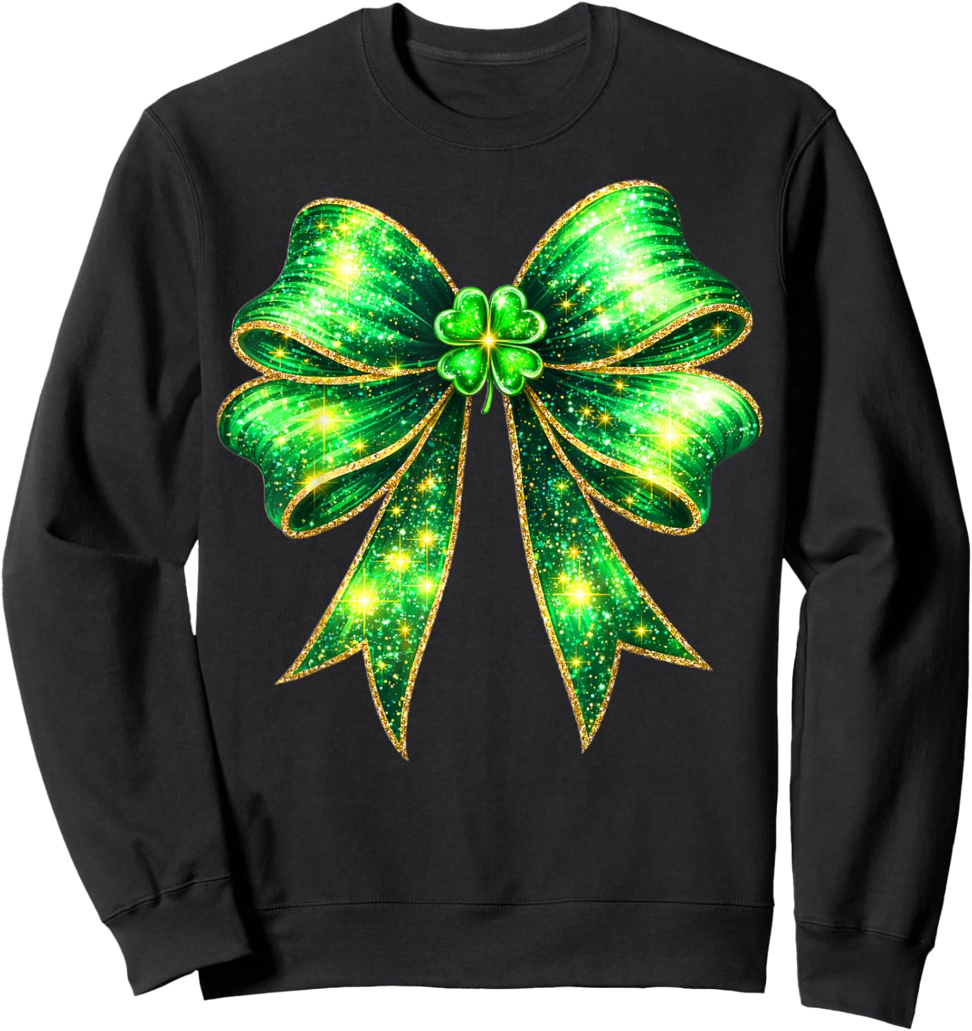 Cute Coquette Shamrock St Patricks Women Girl Kid Toddler Sweatshirt - Sweatshirt | Black