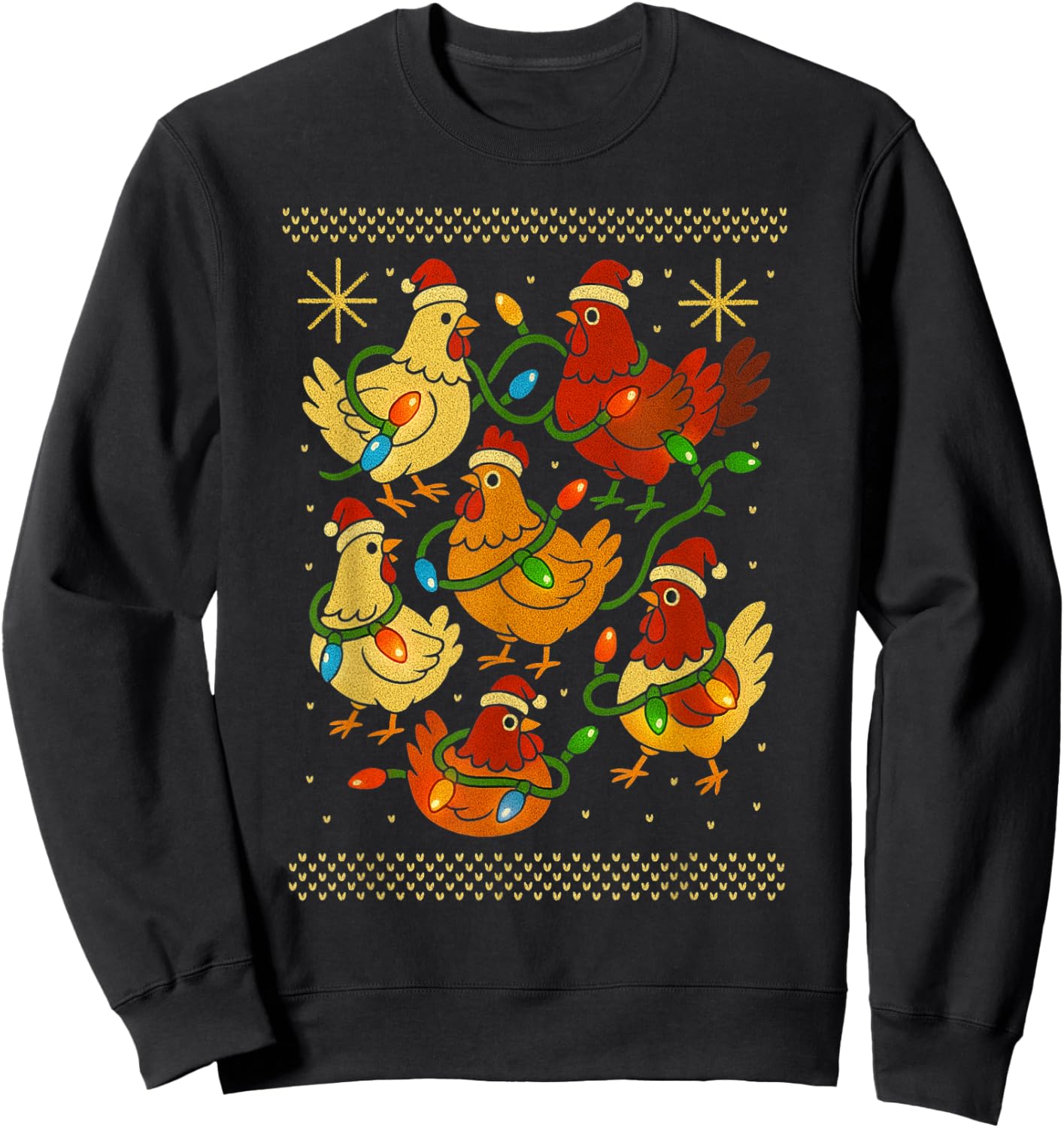 Cute Ugly Christmas Chickens Hen Shirt Funny Xmas Farmer Sweatshirt - Sweatshirt | Black