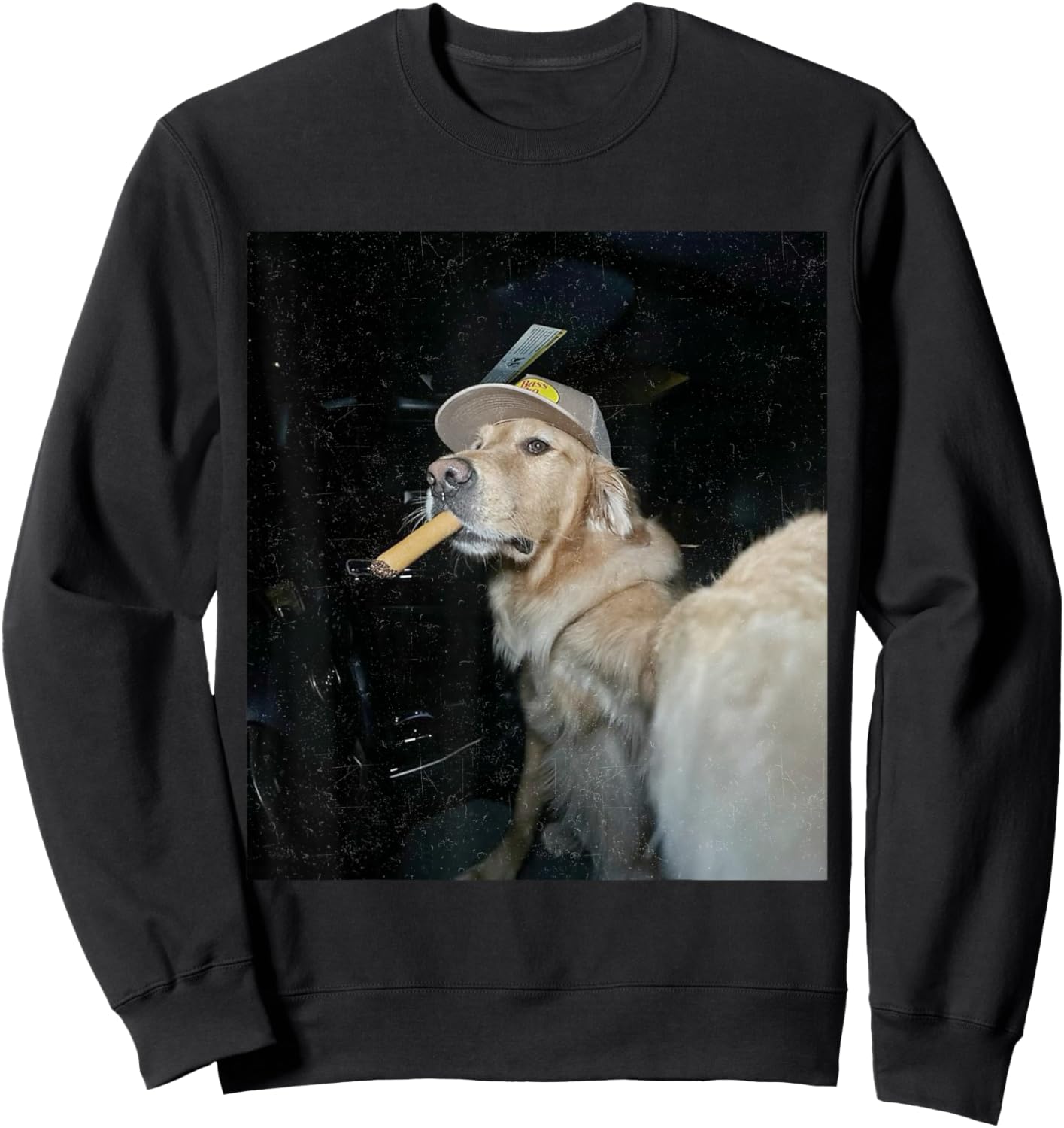 Dog Smoking Cigarette Funny Golden Meme Sweatshirt - Sweatshirt | Black