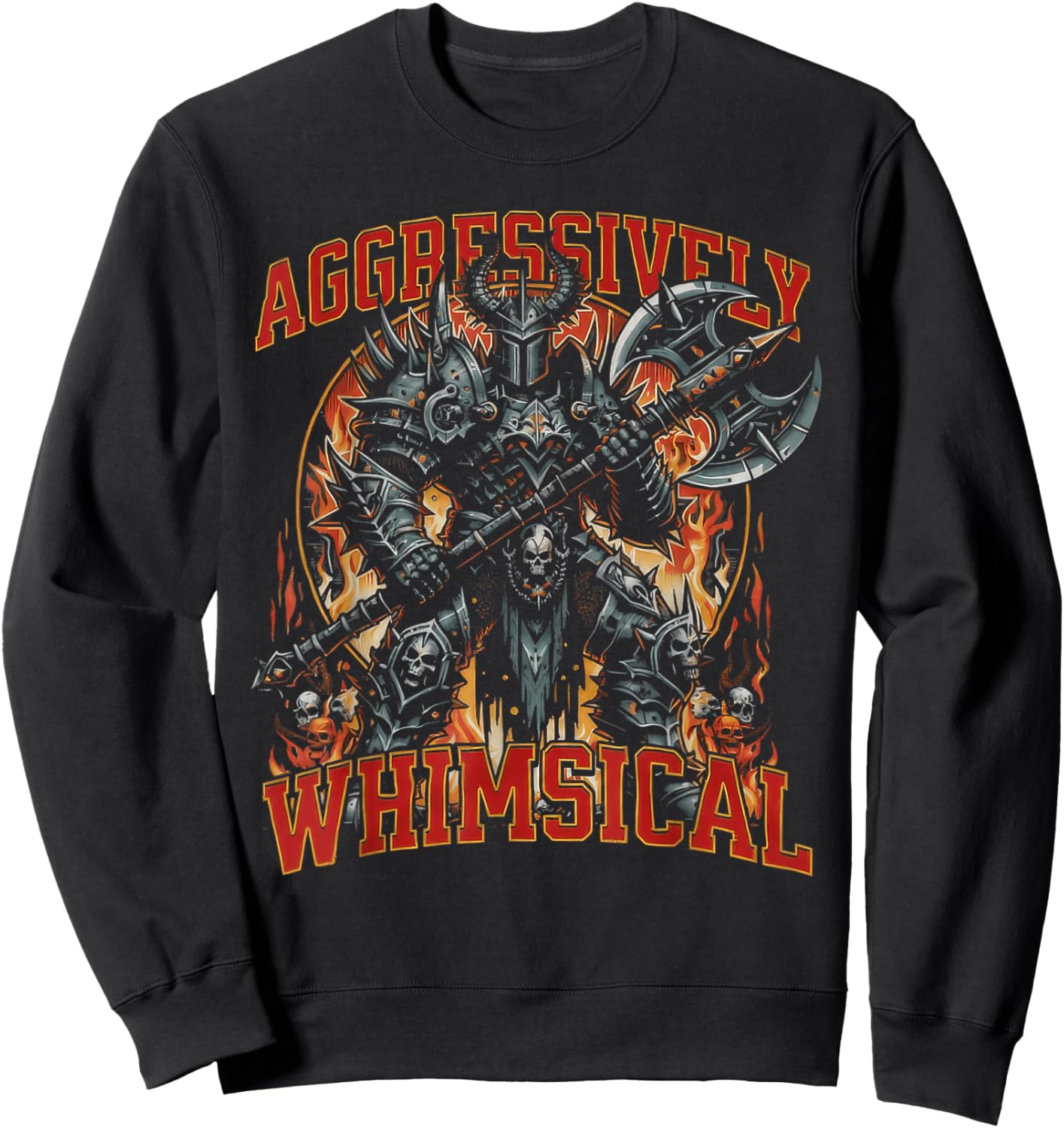 Aggressively Whimsical Dark Fantasy Warrior Battle Design Sweatshirt - Sweatshirt | Black