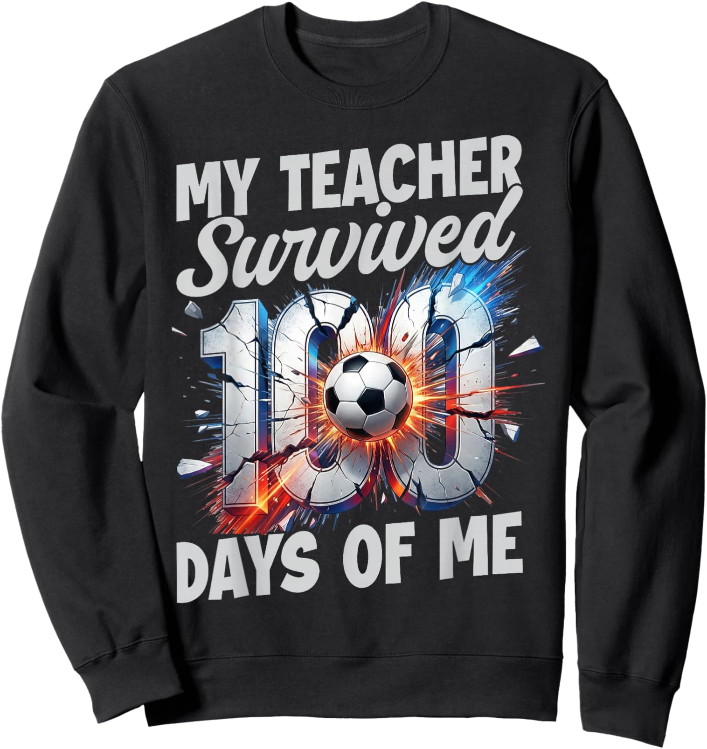 100 Days of School Soccer Drip 100th Day of School Boys Kids Sweatshirt - Sweatshirt | Black