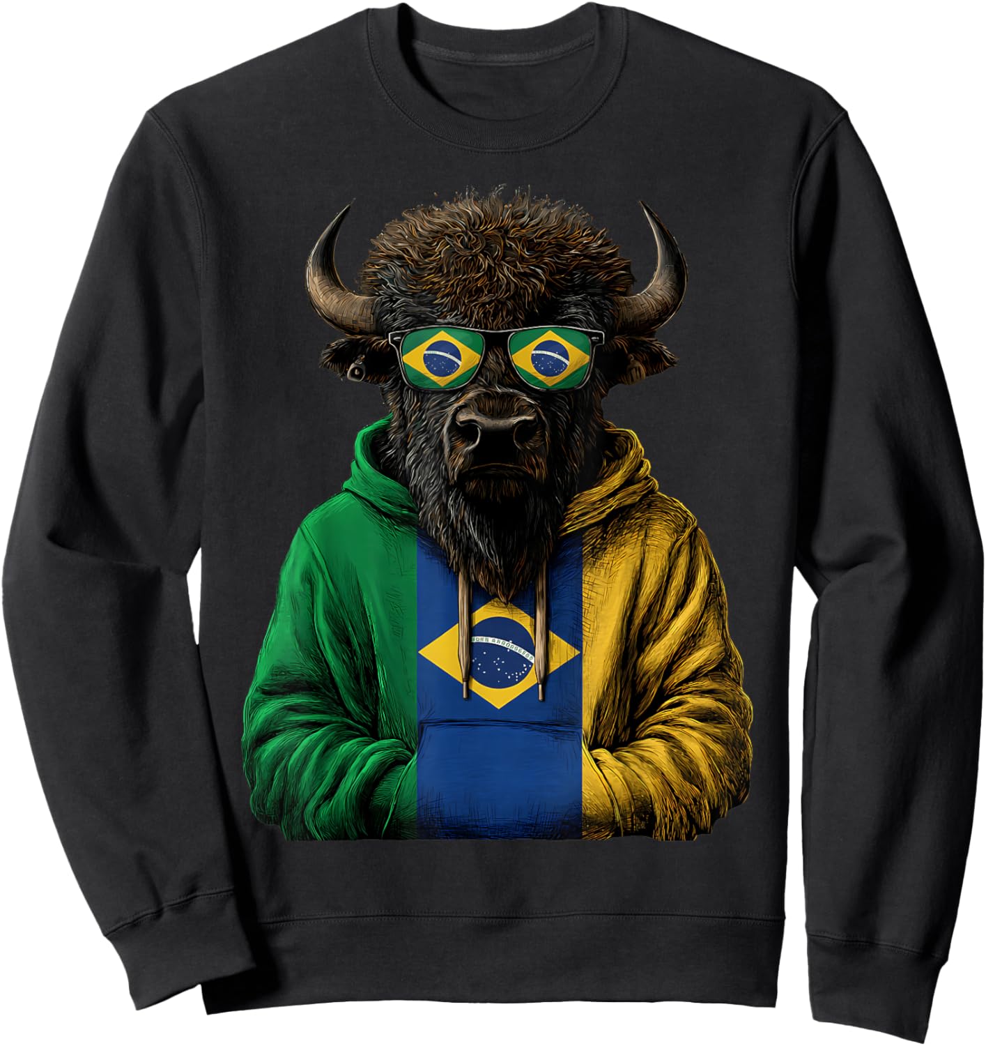 Brasil Flag Bison Brazilian Pride Brasilian Roots Brazil Sweatshirt - Sweatshirt | Black