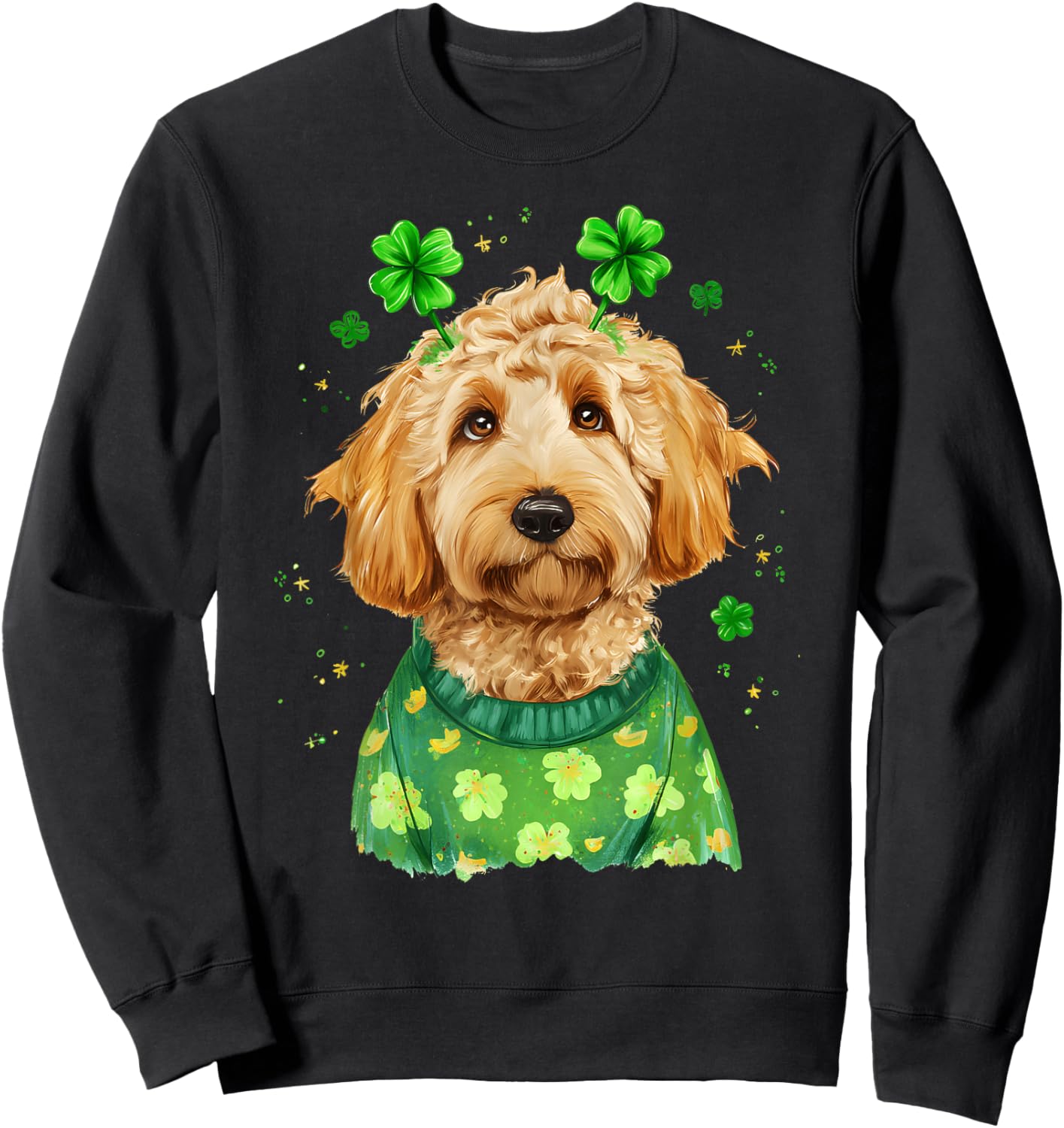 Saint Patrick's Day Goldendoodle Dog Puppy Lover Boys Girl Sweatshirt - Sweatshirt | Black