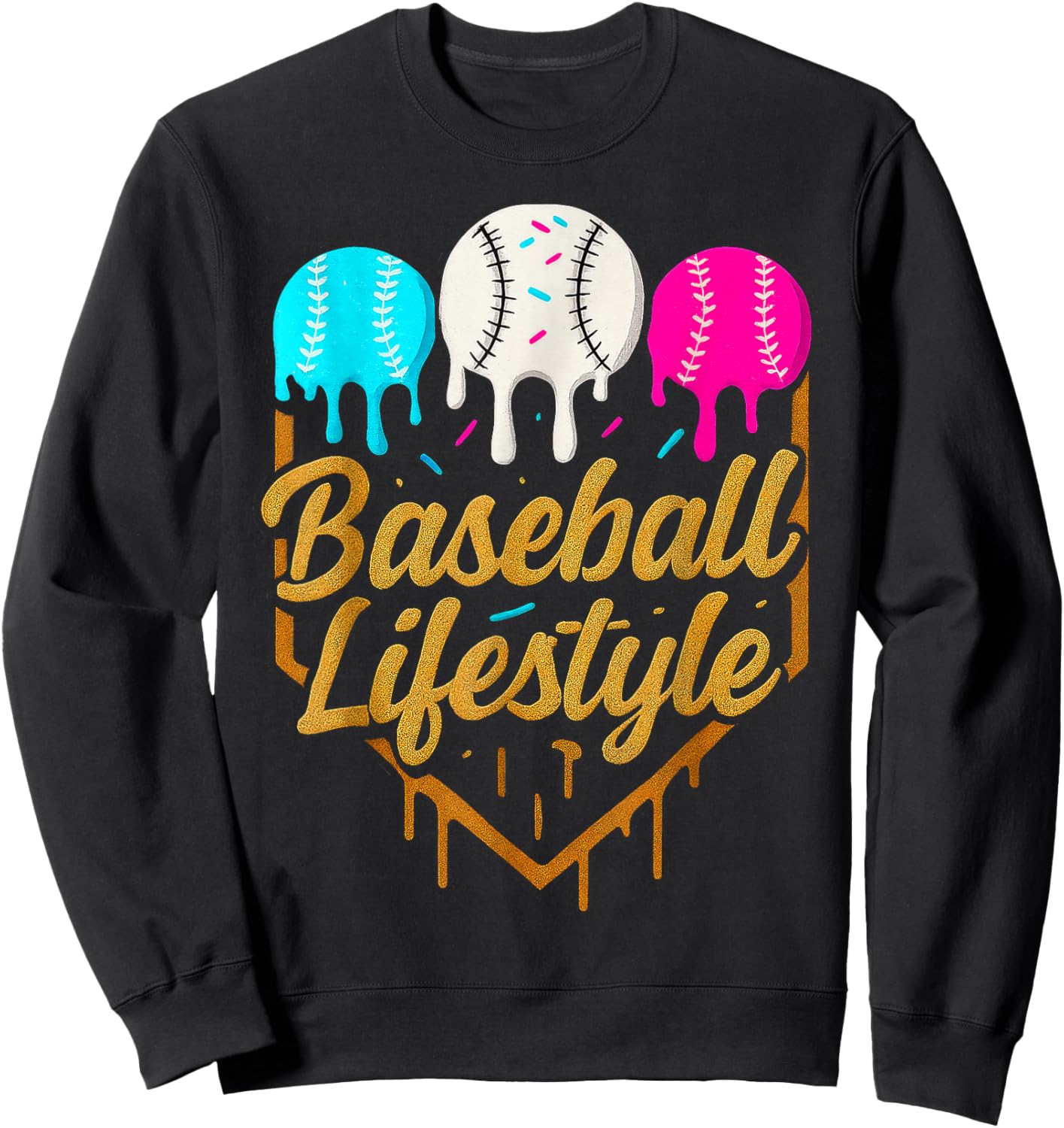 Baseball Lifestyle, Baseball Drip Icecream Sweatshirt - Sweatshirt | Black