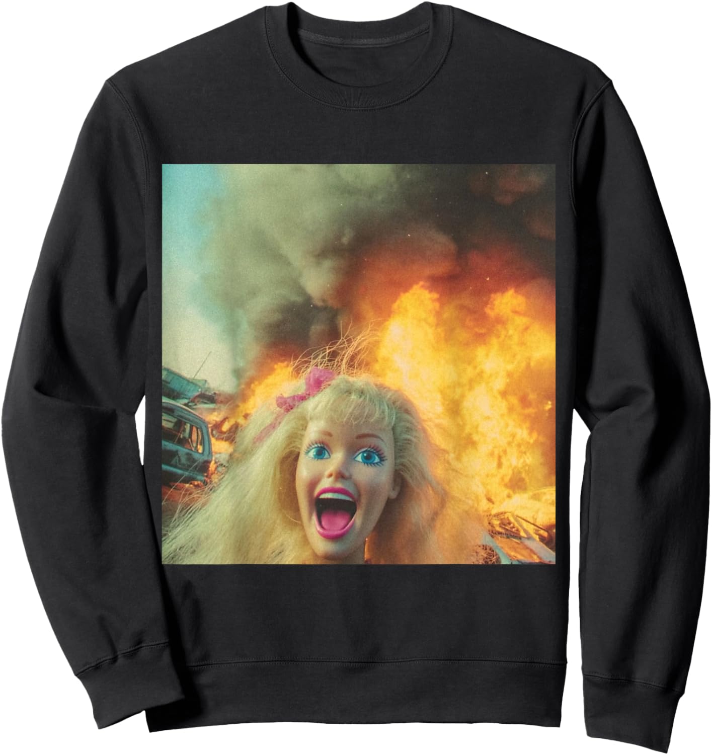 Funny Disgusting Doll face Meme Sweatshirt - Sweatshirt | Black