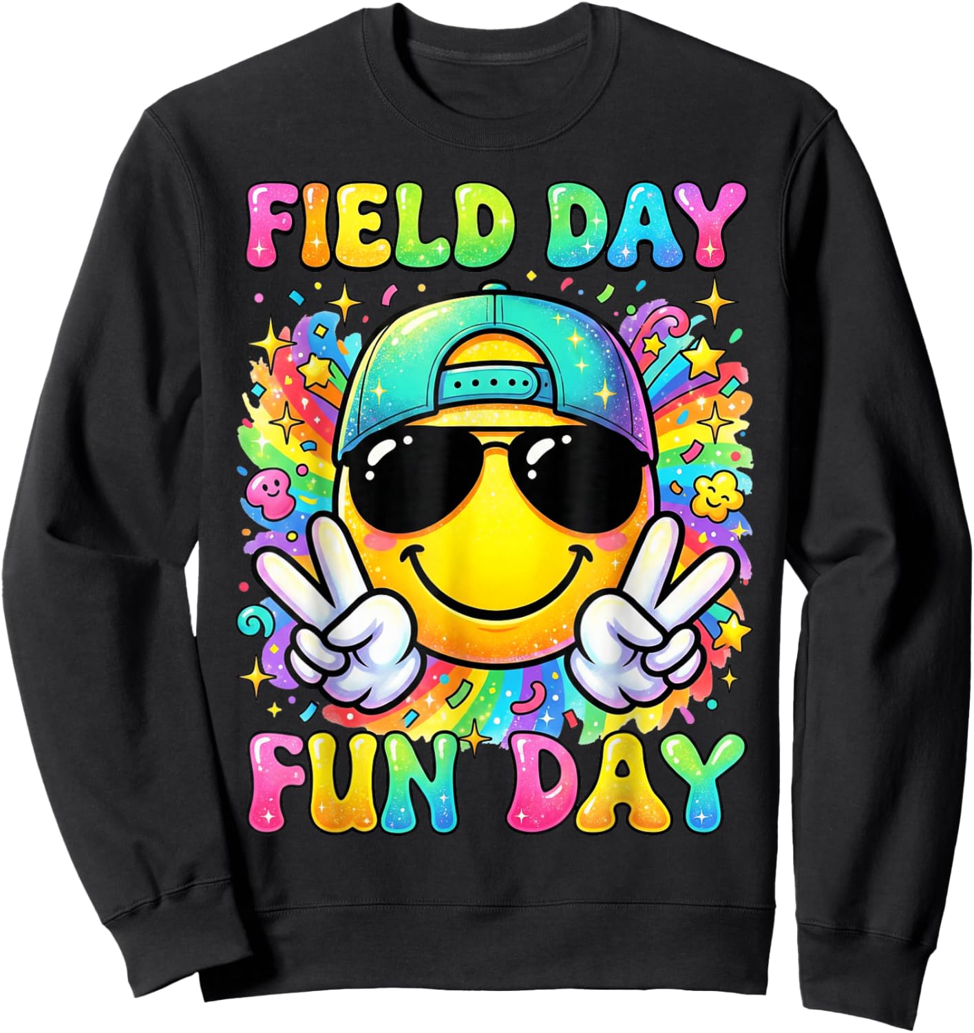 Retro Field Day Teachers Boys Girls Kids Field Day Fun Day Sweatshirt - Sweatshirt | Black