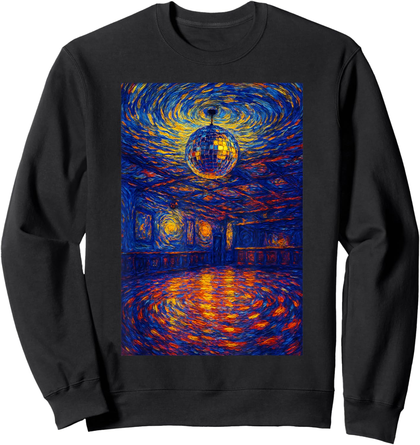 Disco Ball Van Gogh Art Student Painting Lovers Art Teacher Sweatshirt - Sweatshirt | Black