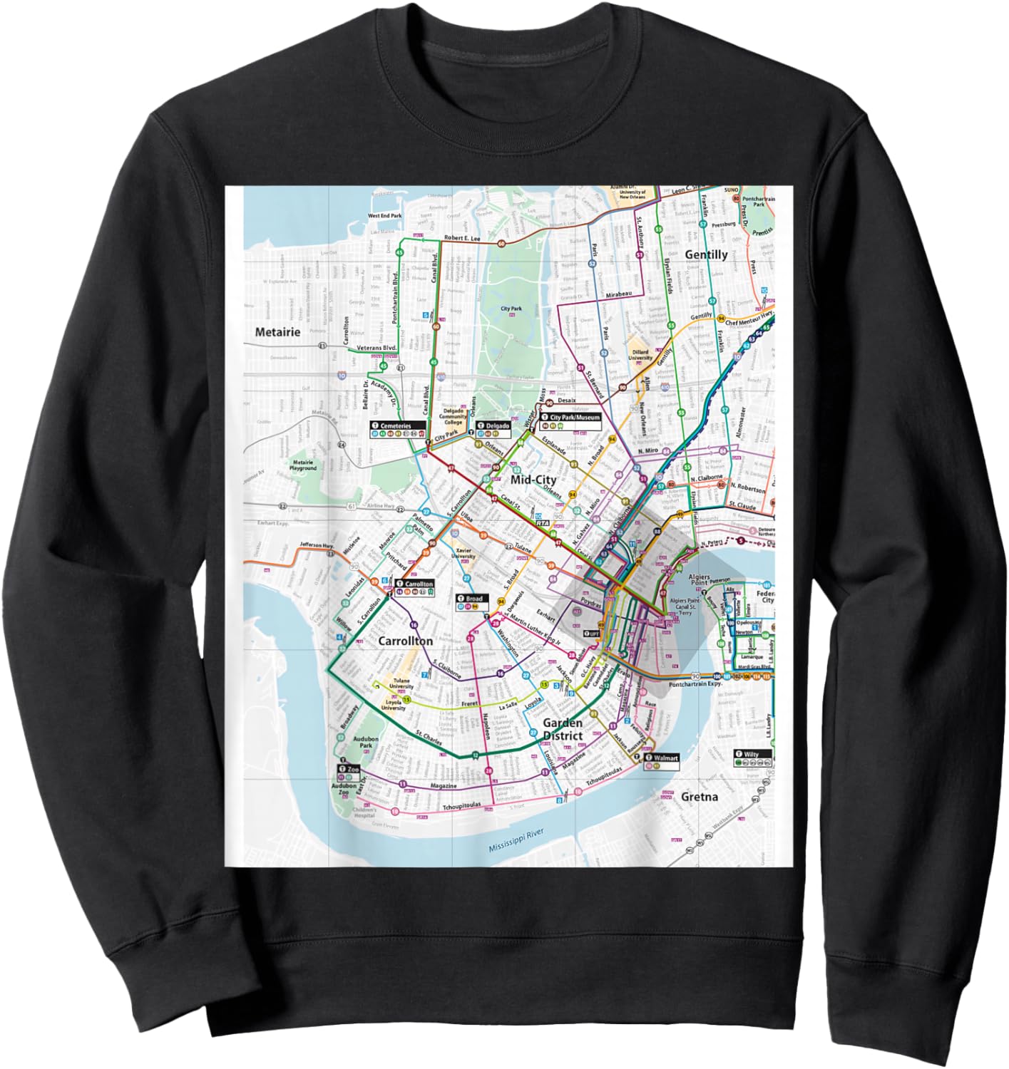New Orleans Transit System Travel Art USA Sweatshirt - Sweatshirt | Black