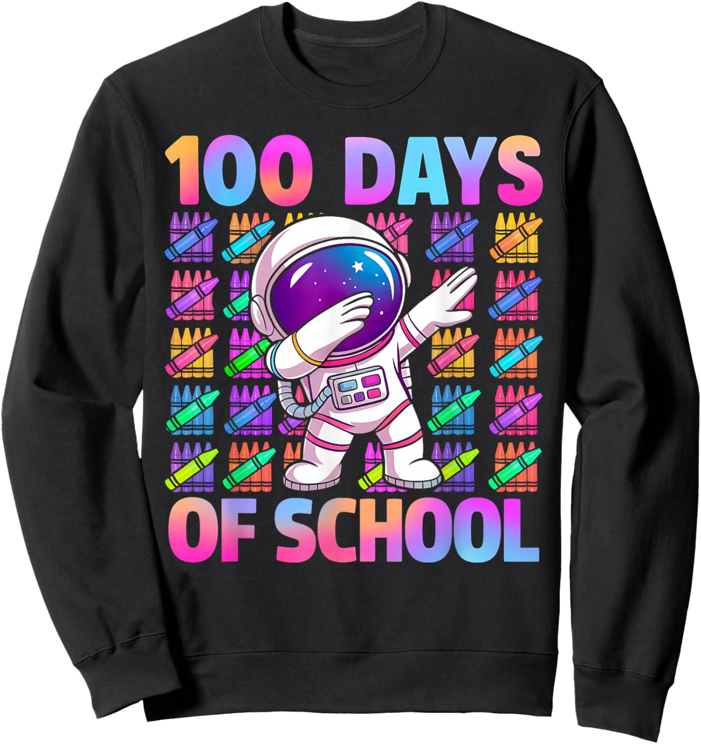 100 Days of School Space Astronaut 100th Day of School Boys Sweatshirt - Sweatshirt | Black