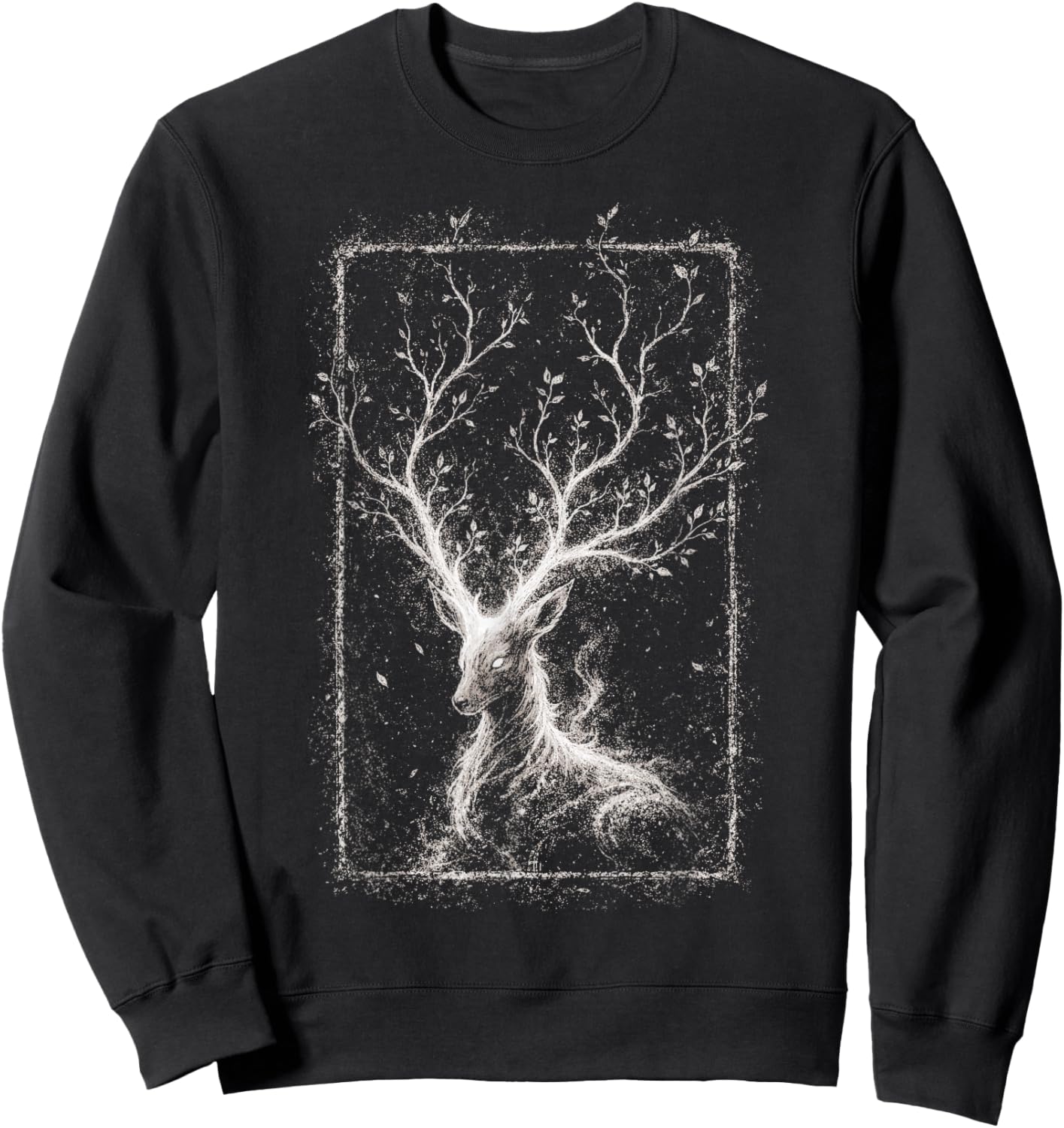 Spirit Deer Grunge Alt Fantasy Ethereal Forest Aesthetic Sweatshirt - Sweatshirt | Black