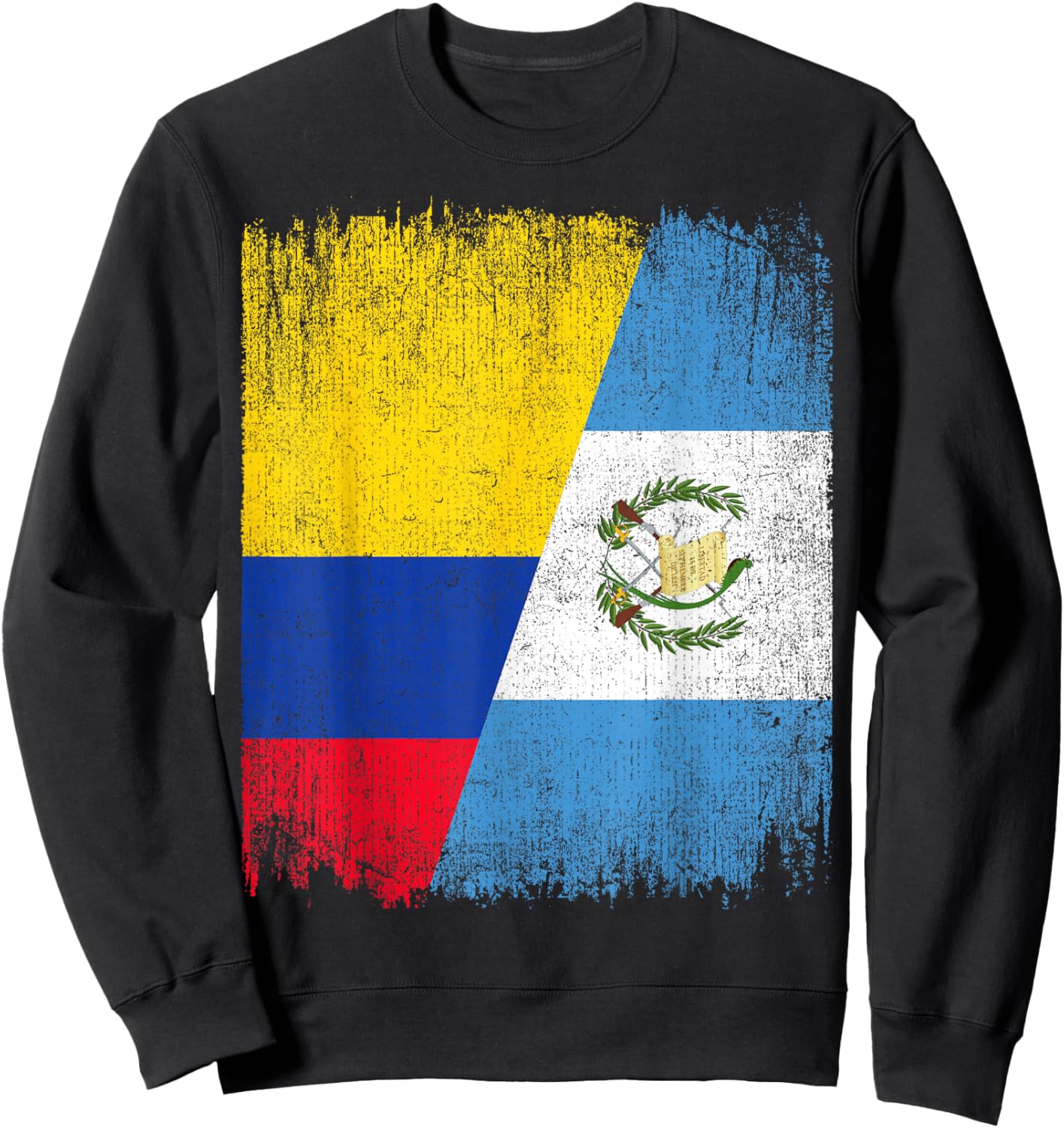 Half Colombia Guatemala Flag Colombian Guatemalan Pride Root Sweatshirt - Sweatshirt | Black