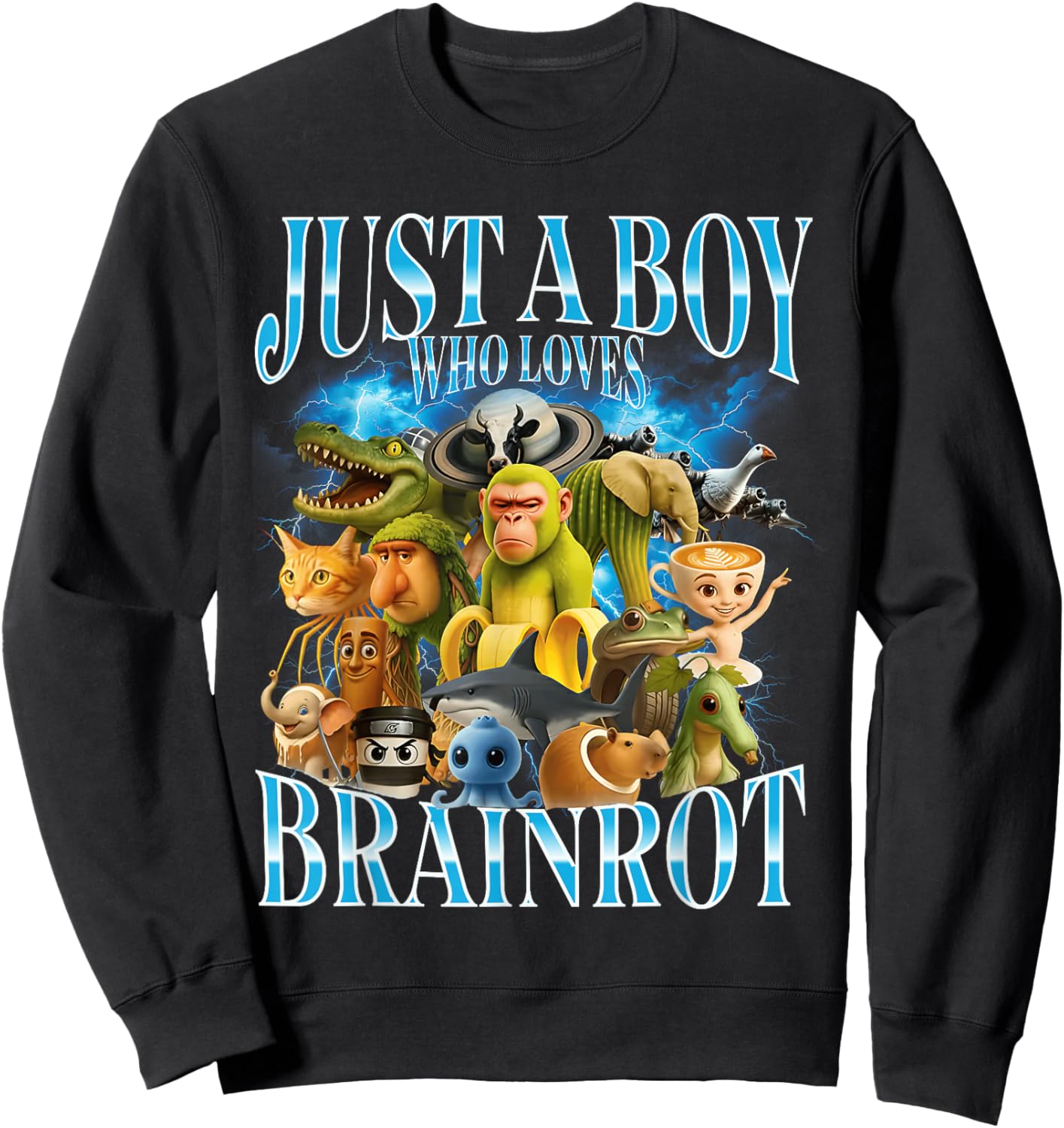 Just A Boy Who Loves Italian Brainrot Sweatshirt - Sweatshirt | Black