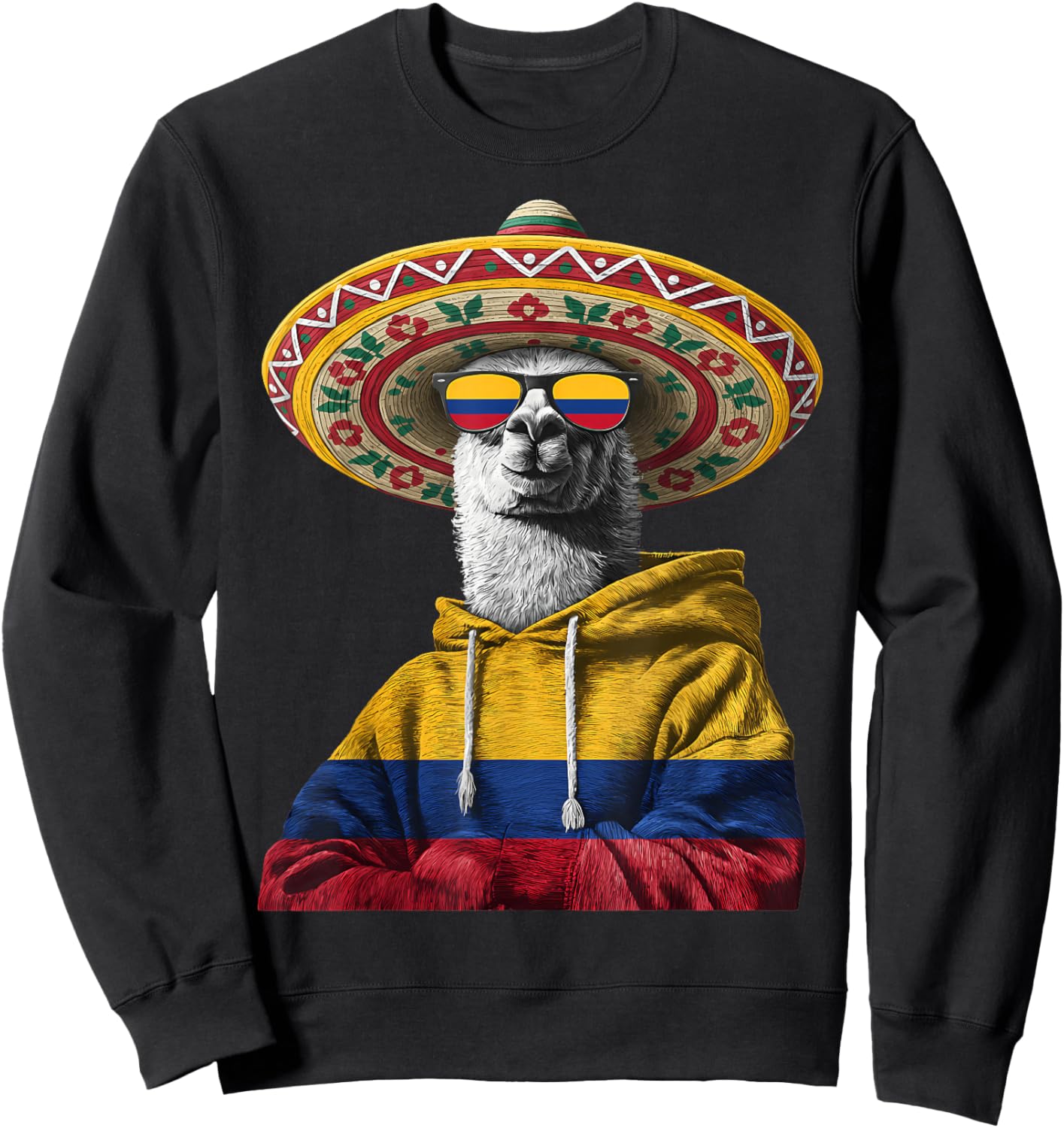 Colombia Flag Llama Alpaca Colombian Pride Colombian Roots Sweatshirt - Sweatshirt | Black