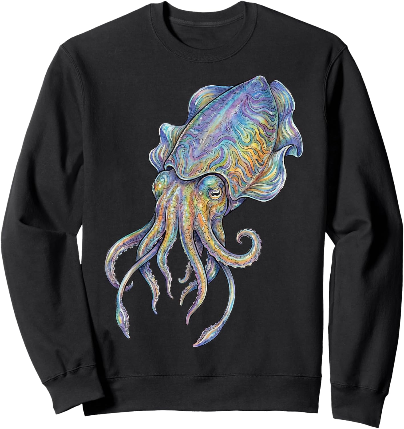 Cuttlefish Abstract Ocean Art Marine Life Colorful Sweatshirt - Sweatshirt | Black