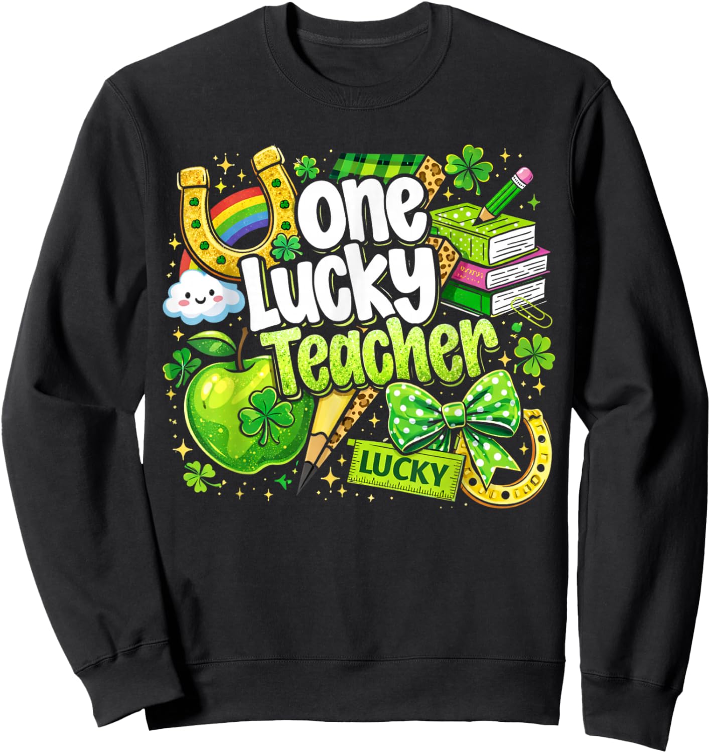 One Lucky Teacher St. Patrick's Day Irish Teacher Lucky Era Sweatshirt - Sweatshirt | Black