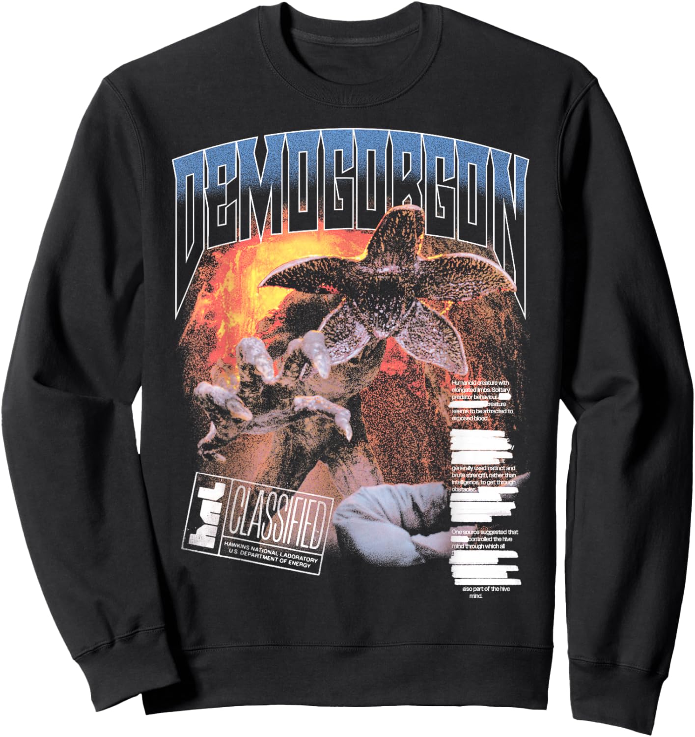 Stranger Things Demogorgon Classified Lab Poster Sweatshirt - Sweatshirt | Black