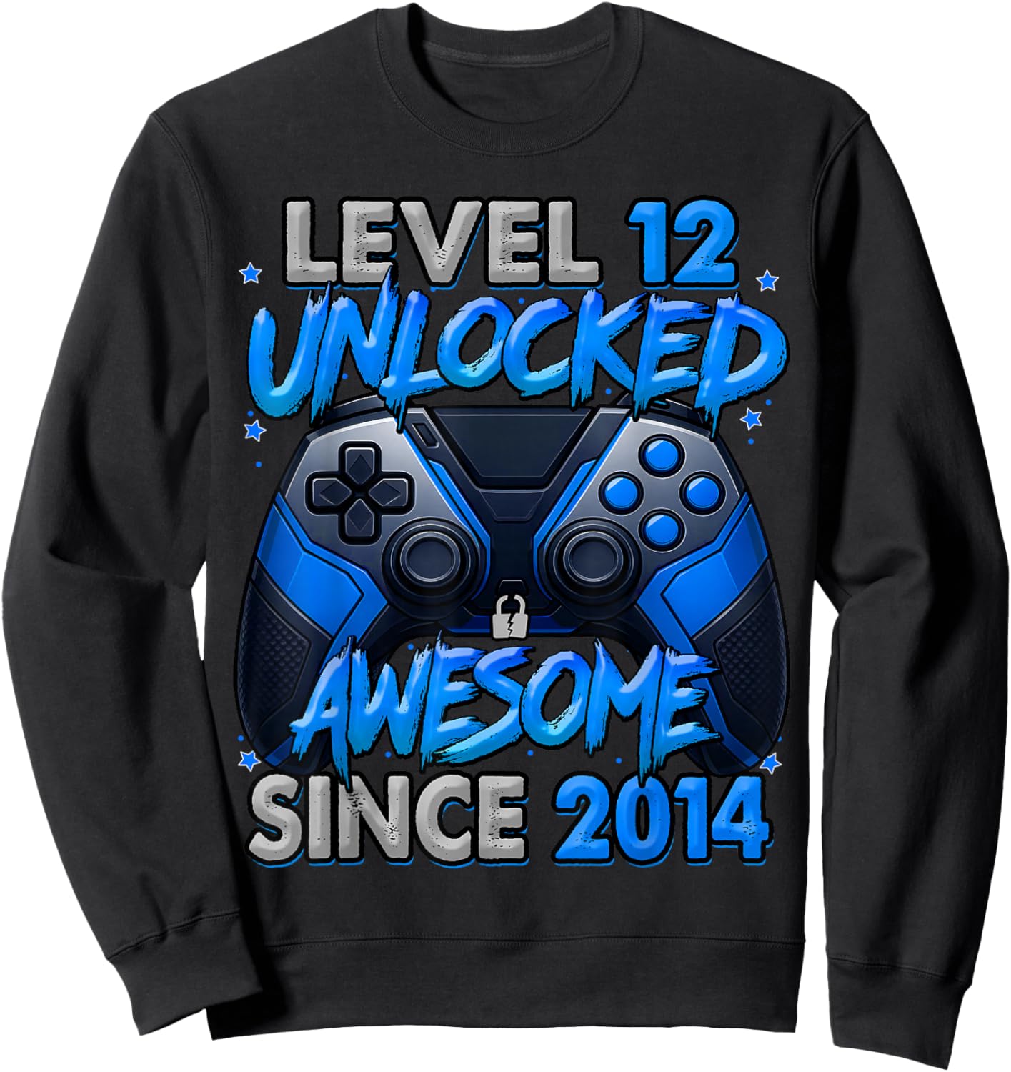 Level 12 Unlocked Awesome Since 2014 12th Birthday Gaming Sweatshirt - Sweatshirt | Black