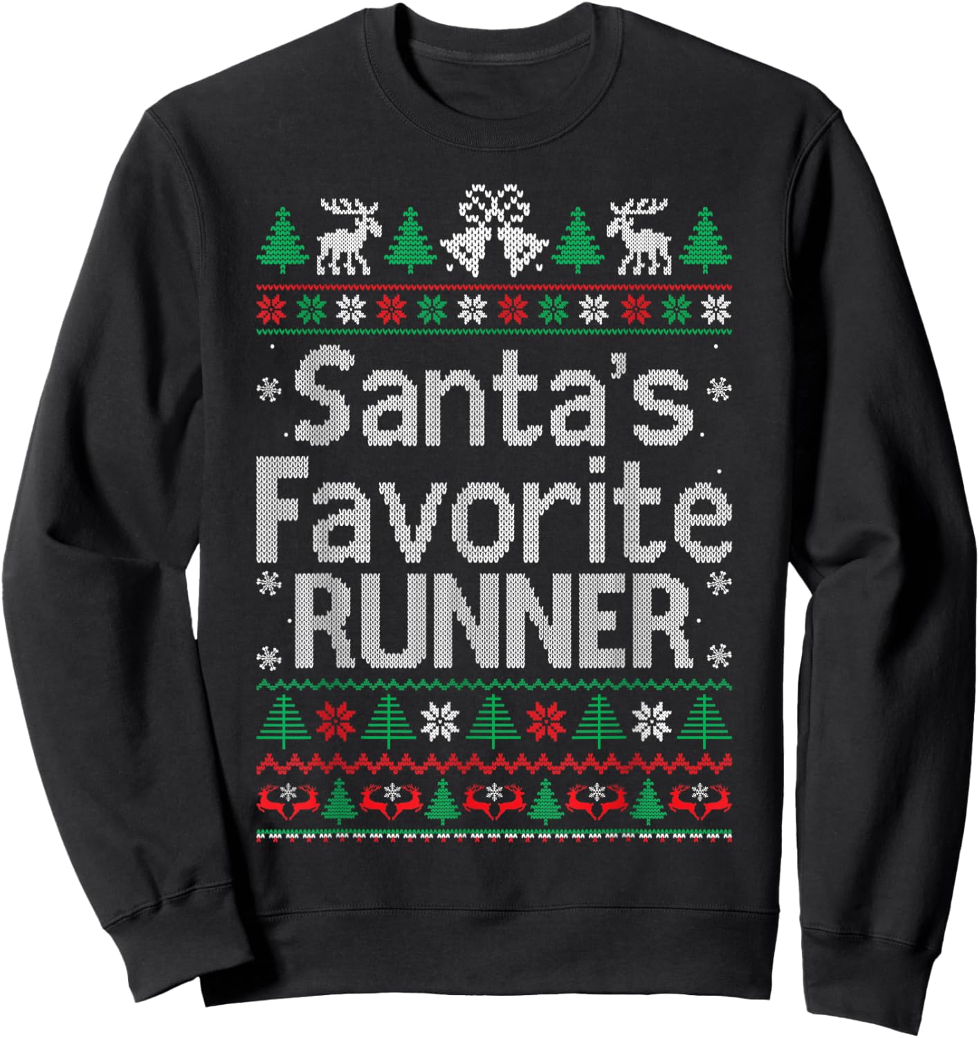 Santa Favorite Runner Running Christmas Sweater Ugly Xmas Sweatshirt - Sweatshirt | Black