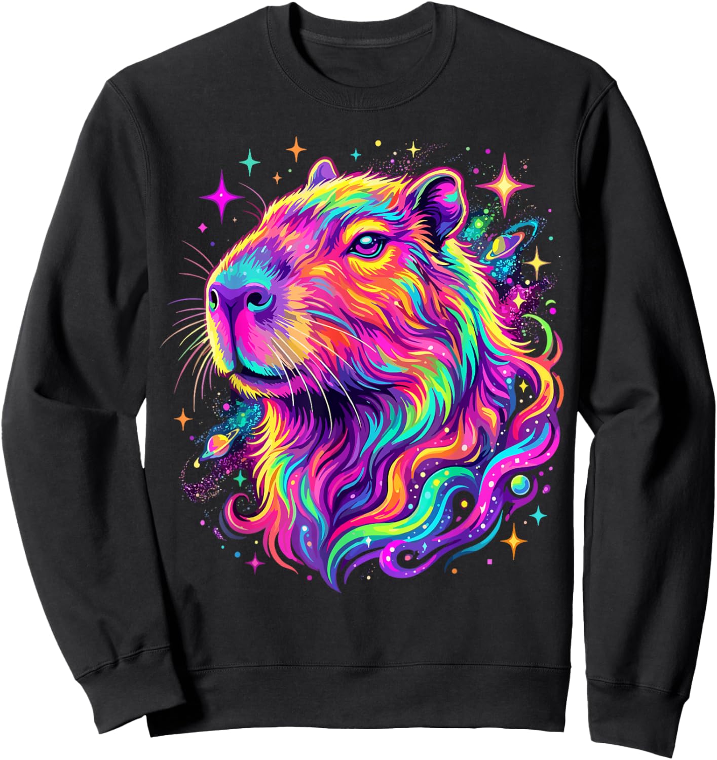 Colorful Rainbow Capybara Sweatshirt - Sweatshirt | Black