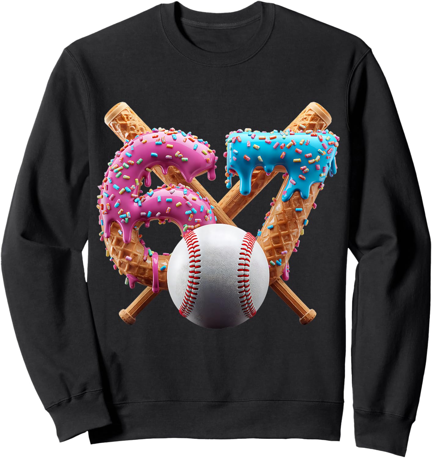 67 Baseball Ice Cream Drip Kids Youth Sweatshirt - Sweatshirt | Black