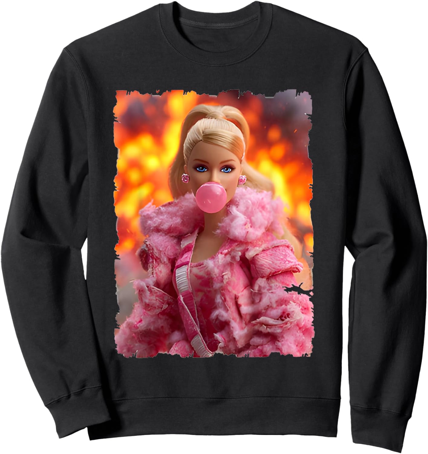 Funny Disgusting Pink Doll face Meme Sweatshirt - Sweatshirt | Black