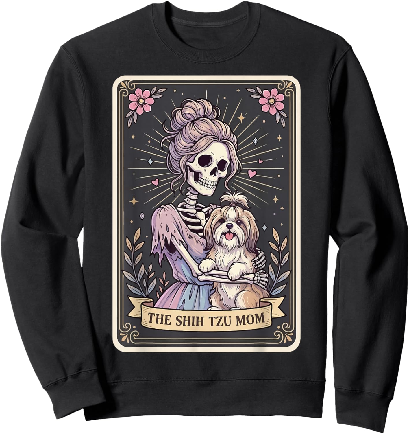 The Shih Tzu Mom Tarot Card Sweatshirt - Sweatshirt | Black