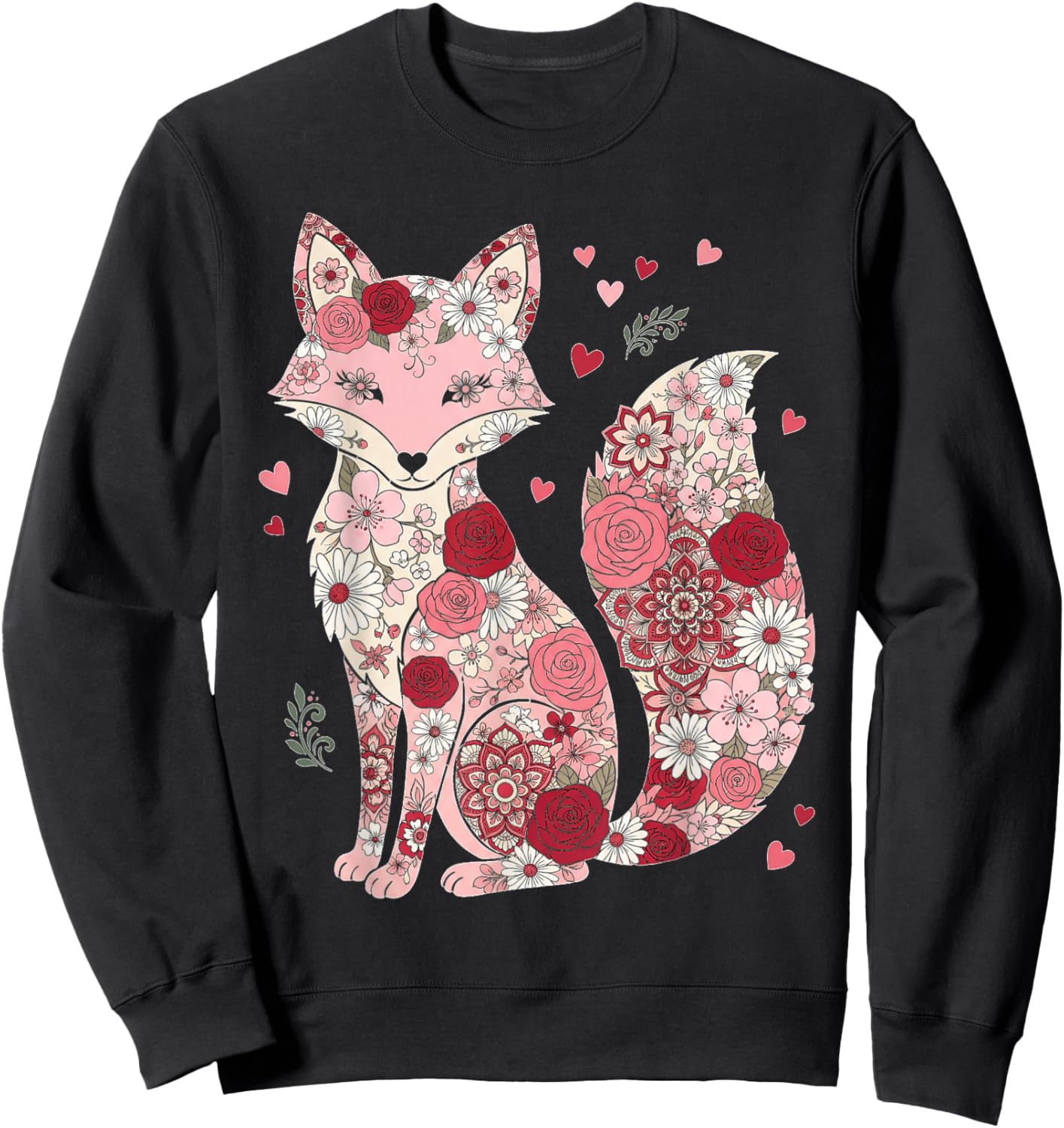 Love Fox Valentine Cute Foxes Lover Valentines Day Sweatshirt - Sweatshirt | Black