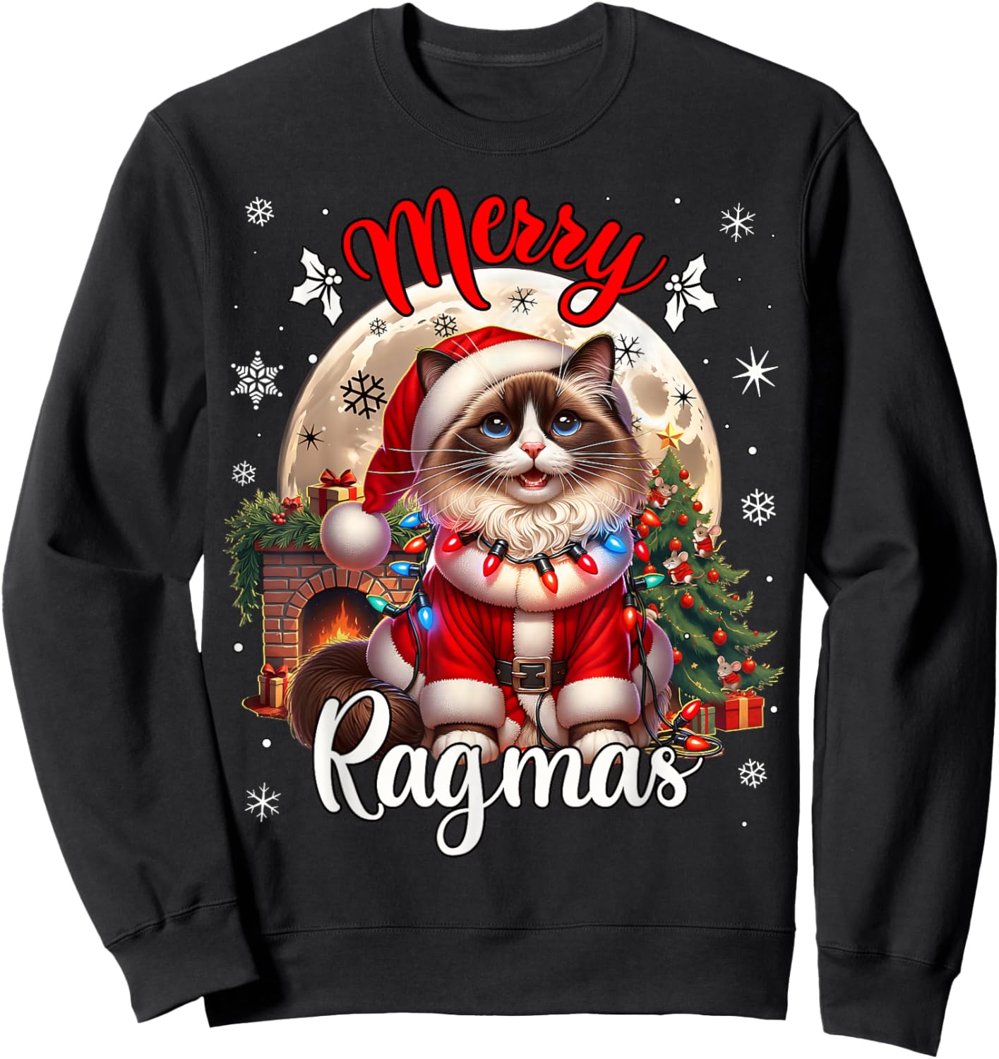 Ragdoll Cat Christmas Costume Ragdoll Xmas Cat Sweatshirt - Sweatshirt | Black