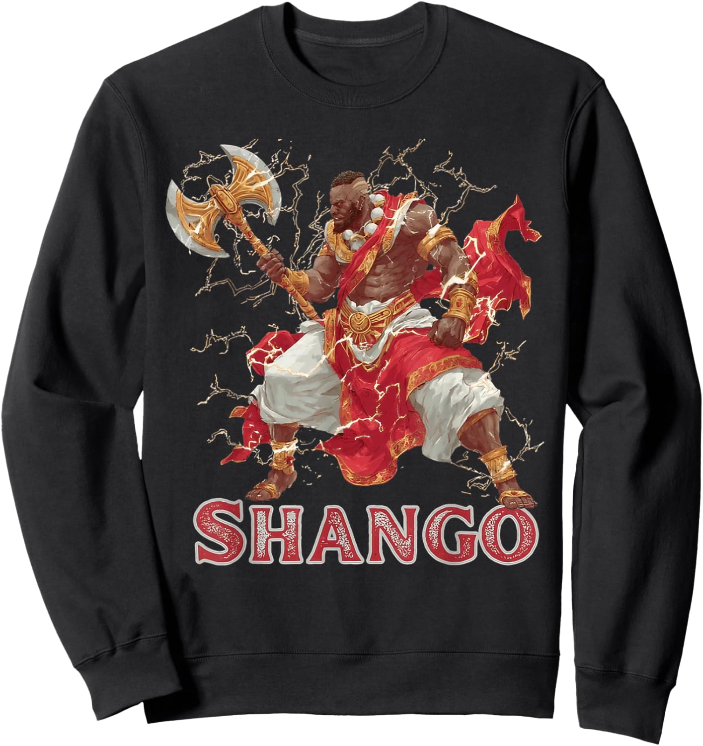 Shango African God of Yoruba Mythic Battle Art Sweatshirt - Sweatshirt | Black