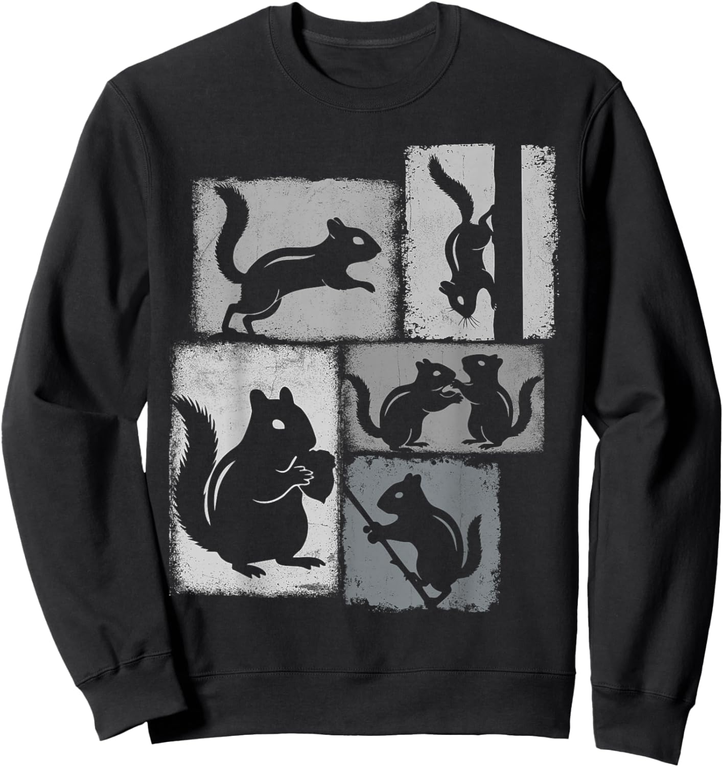 Chipmunk Vintage Collage Wildlife Lover Sweatshirt - Sweatshirt | Black