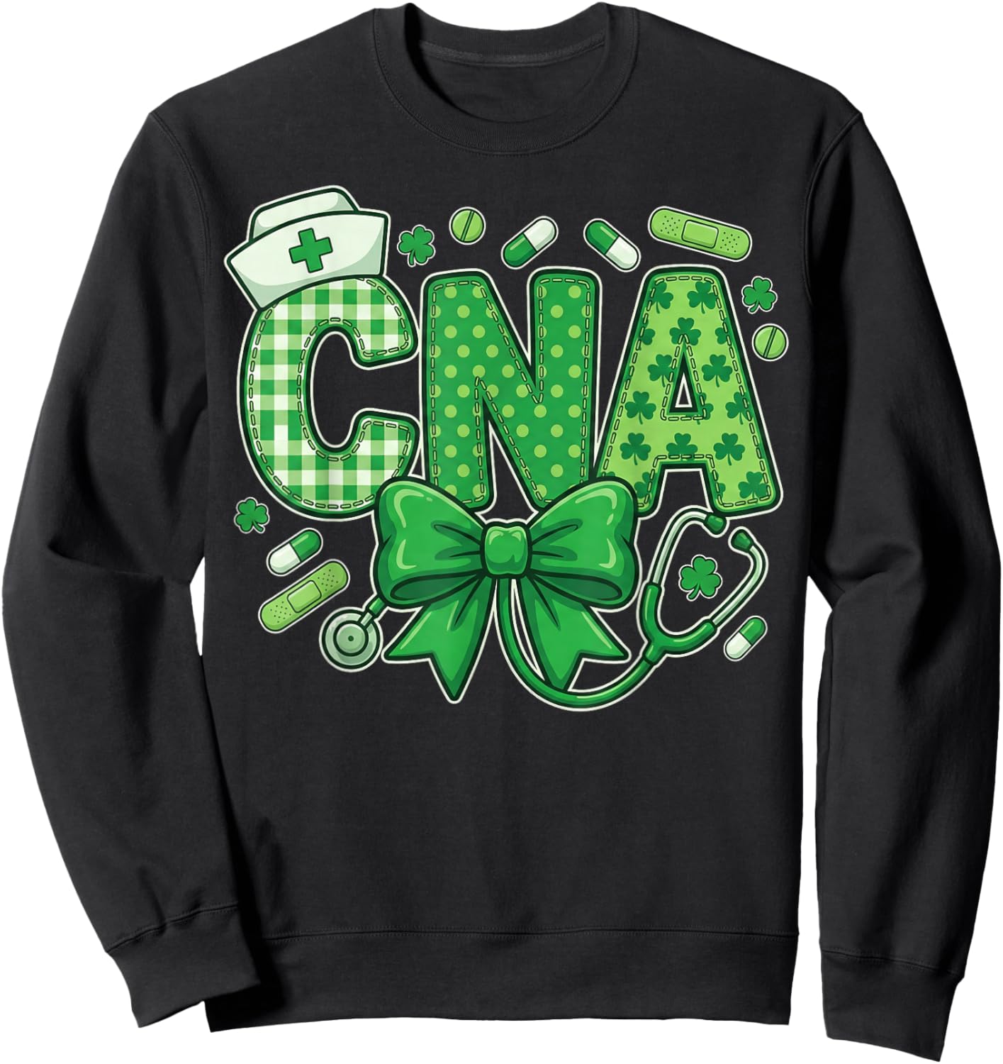 Certified Nursing Assistant St Patricks Day CNA Nurse Sweatshirt - Sweatshirt | Black