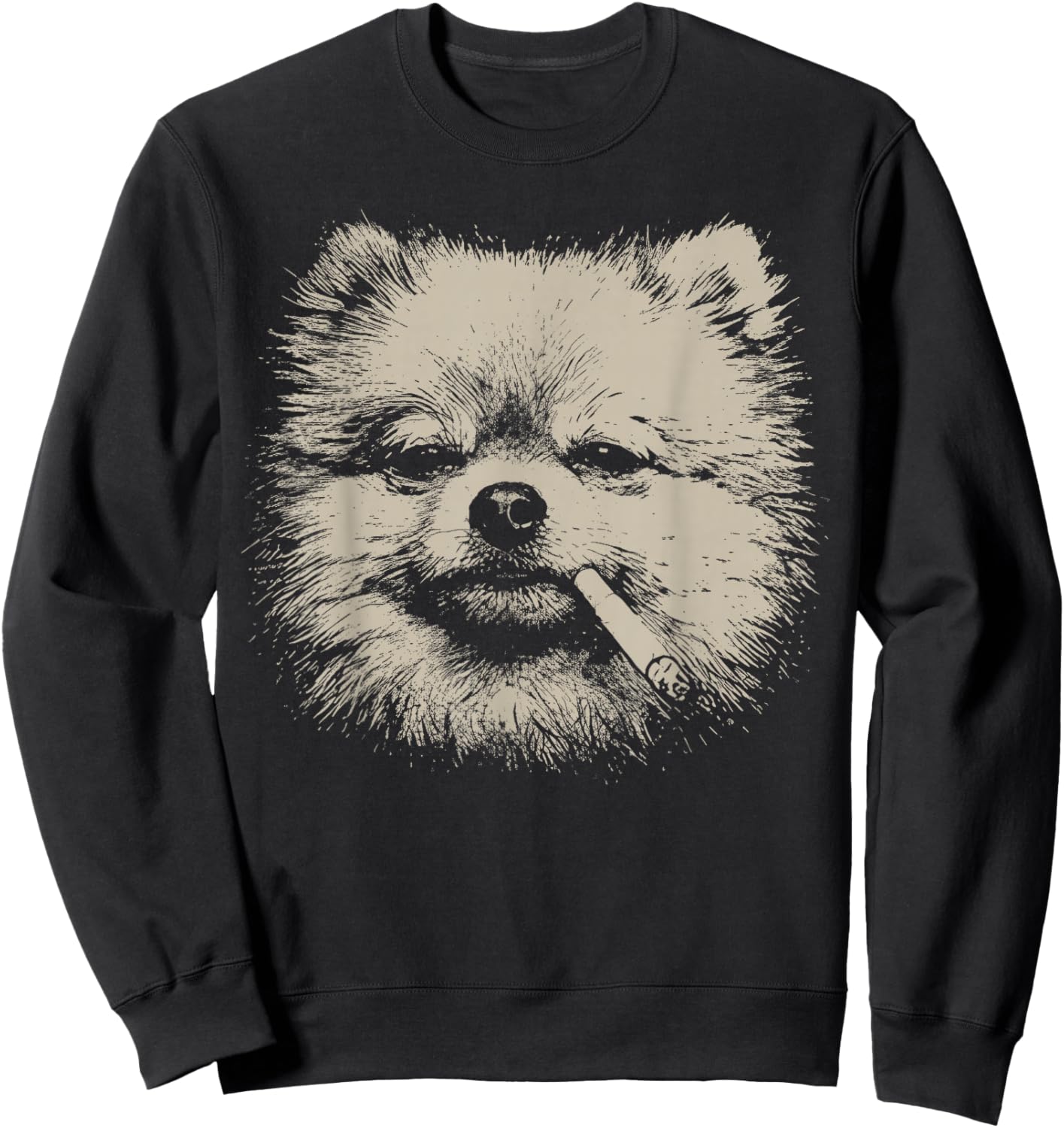 Dog Smoking Meme Funny Pomeranian Dog Meme Pet Lover Sweatshirt - Sweatshirt | Black