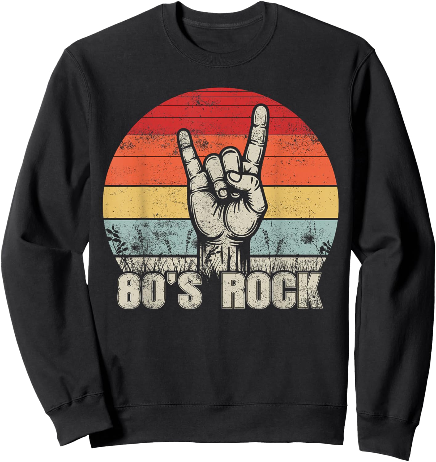 80's Rock Retro Outfit Hand Sign Vintage Style 1980s Party Sweatshirt - Sweatshirt | Black