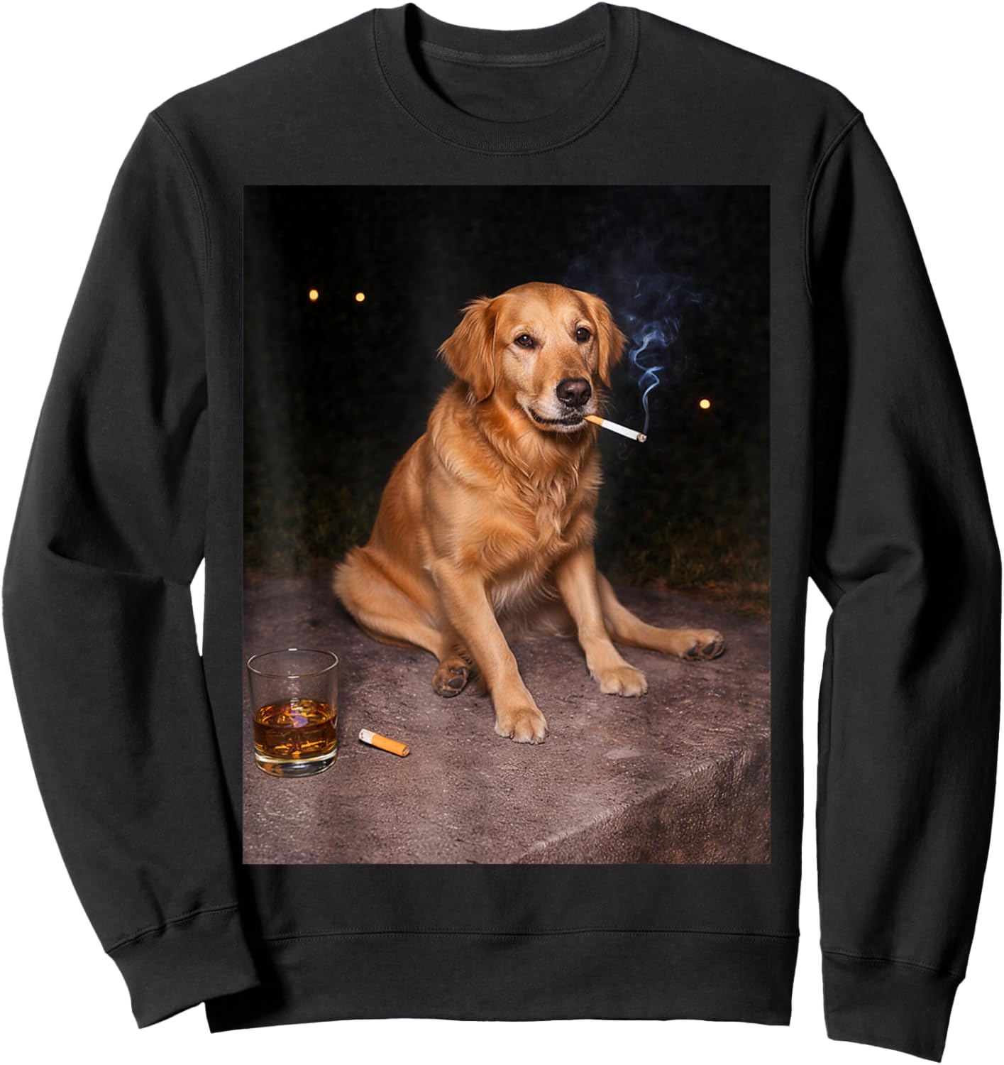 Funny Smoking Dog Golden Retriever Meme Sweatshirt - Sweatshirt | Black