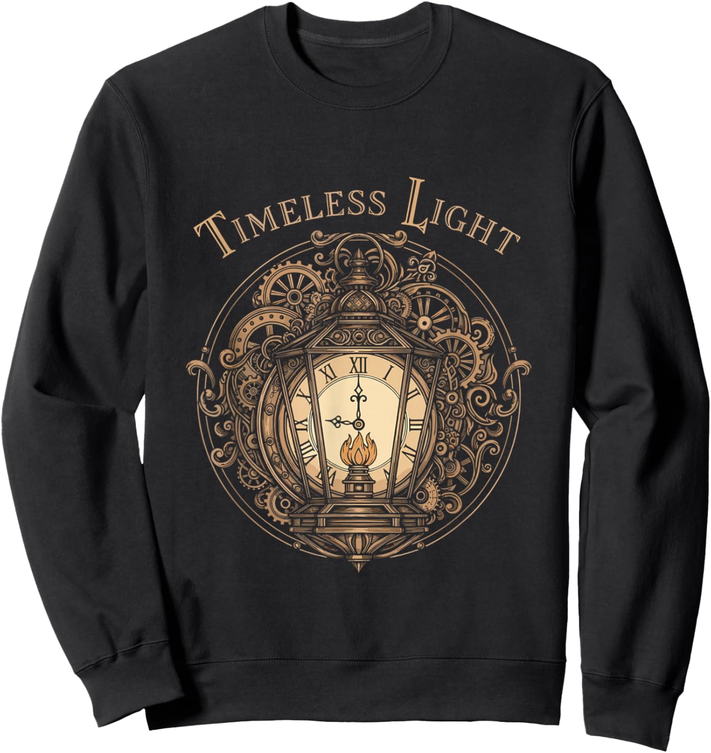 Timeless Light Steampunk Lantern Gearwork Glow Collector Sweatshirt - Sweatshirt | Black