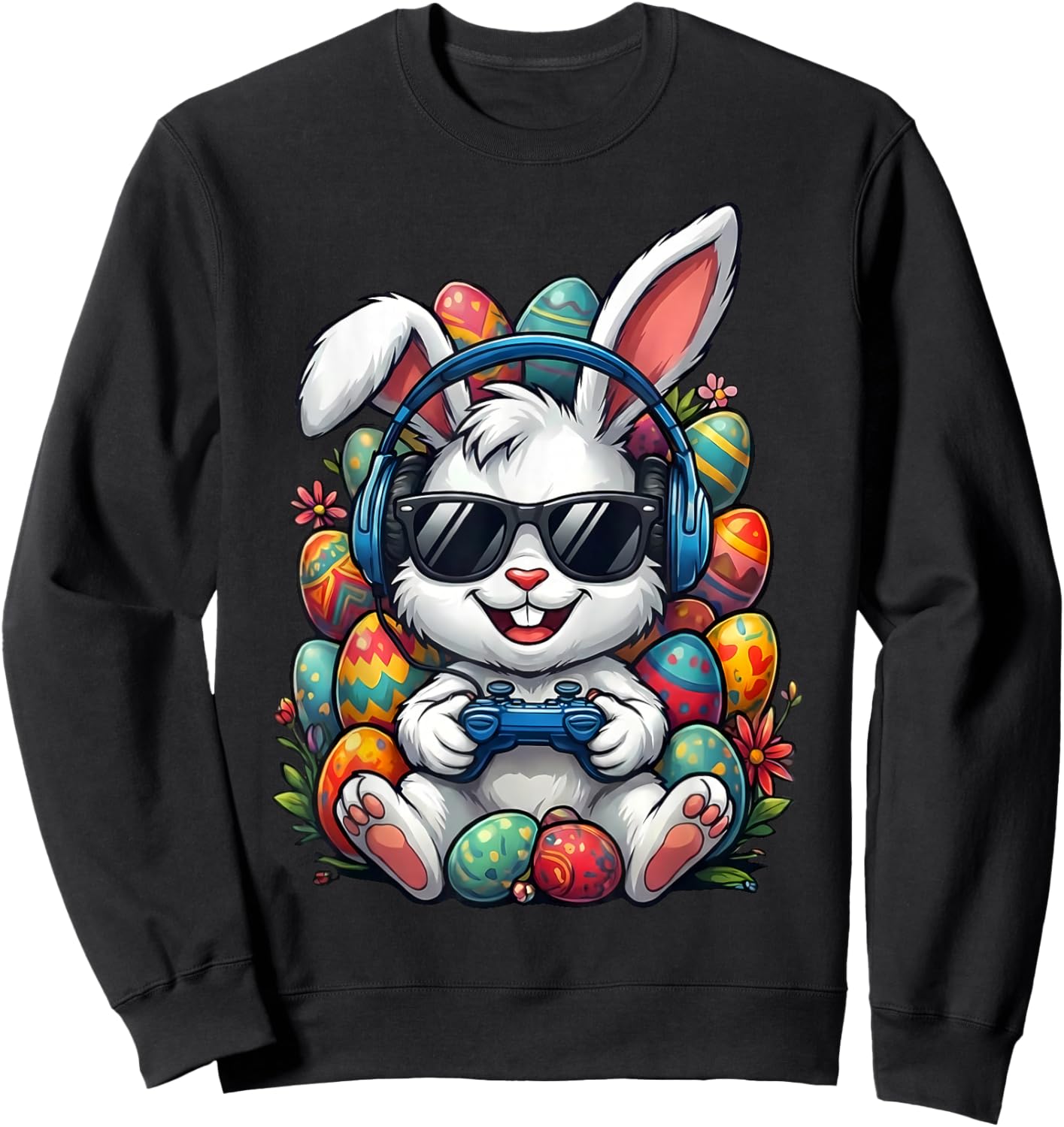 Funny Egg Hunt Gamer Bunny Easter for Boys, Kids, & Toddlers Sweatshirt - Sweatshirt | Black