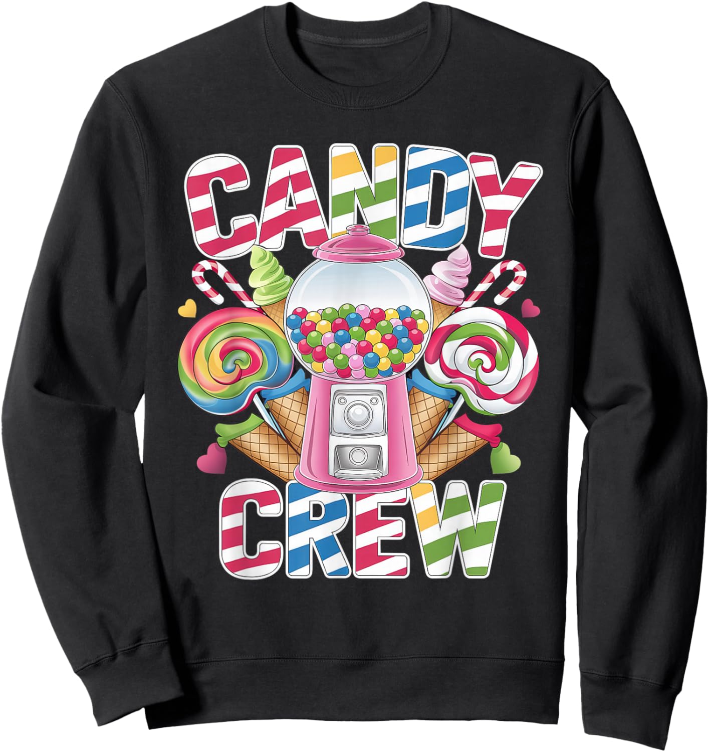 Candy Crew Adult Men Women Kids Christmas Pajamas Sweatshirt - Sweatshirt | Black