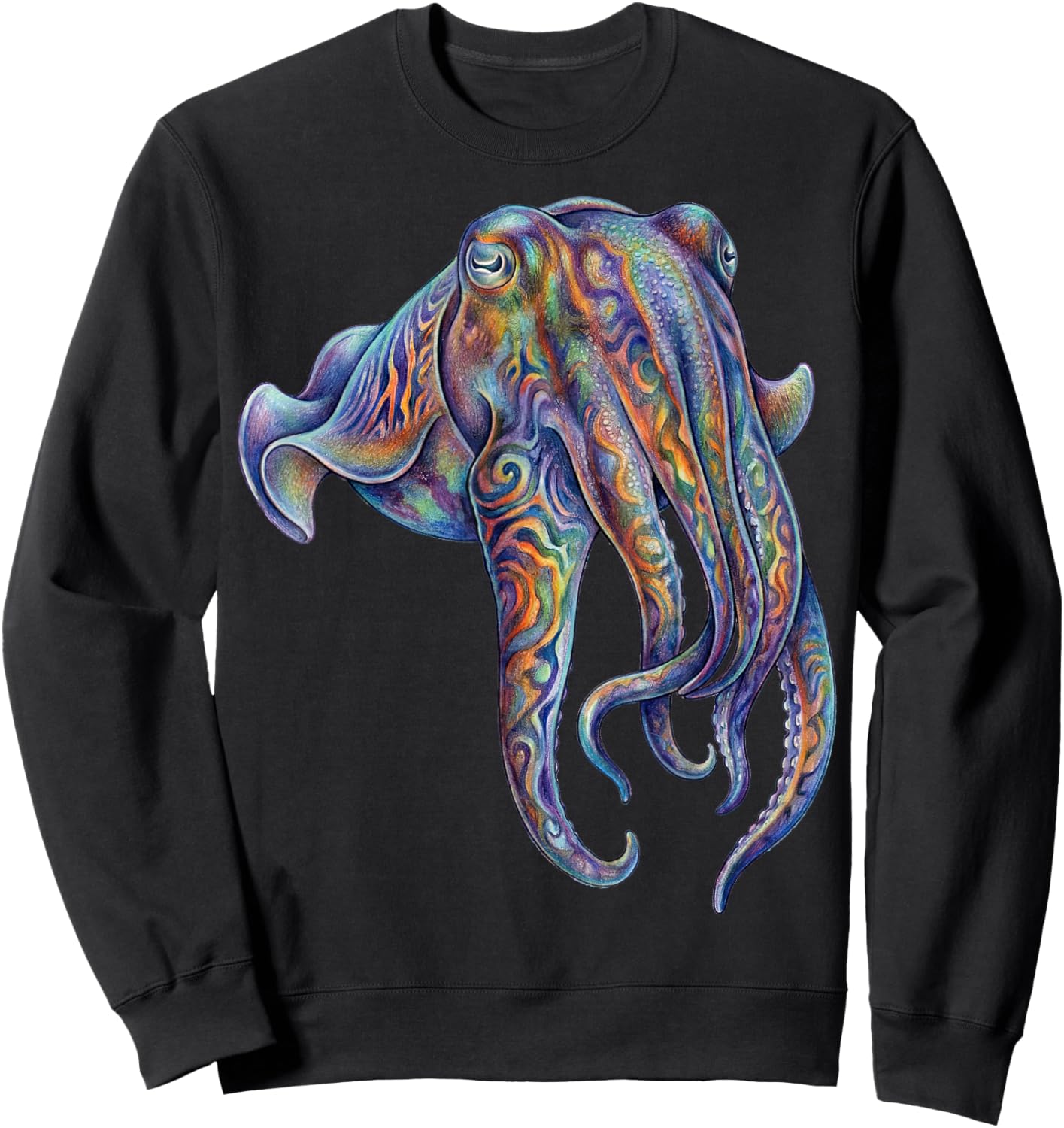 Cuttlefish Abstract Ocean Art Marine Life Colorful Sweatshirt - Sweatshirt | Black