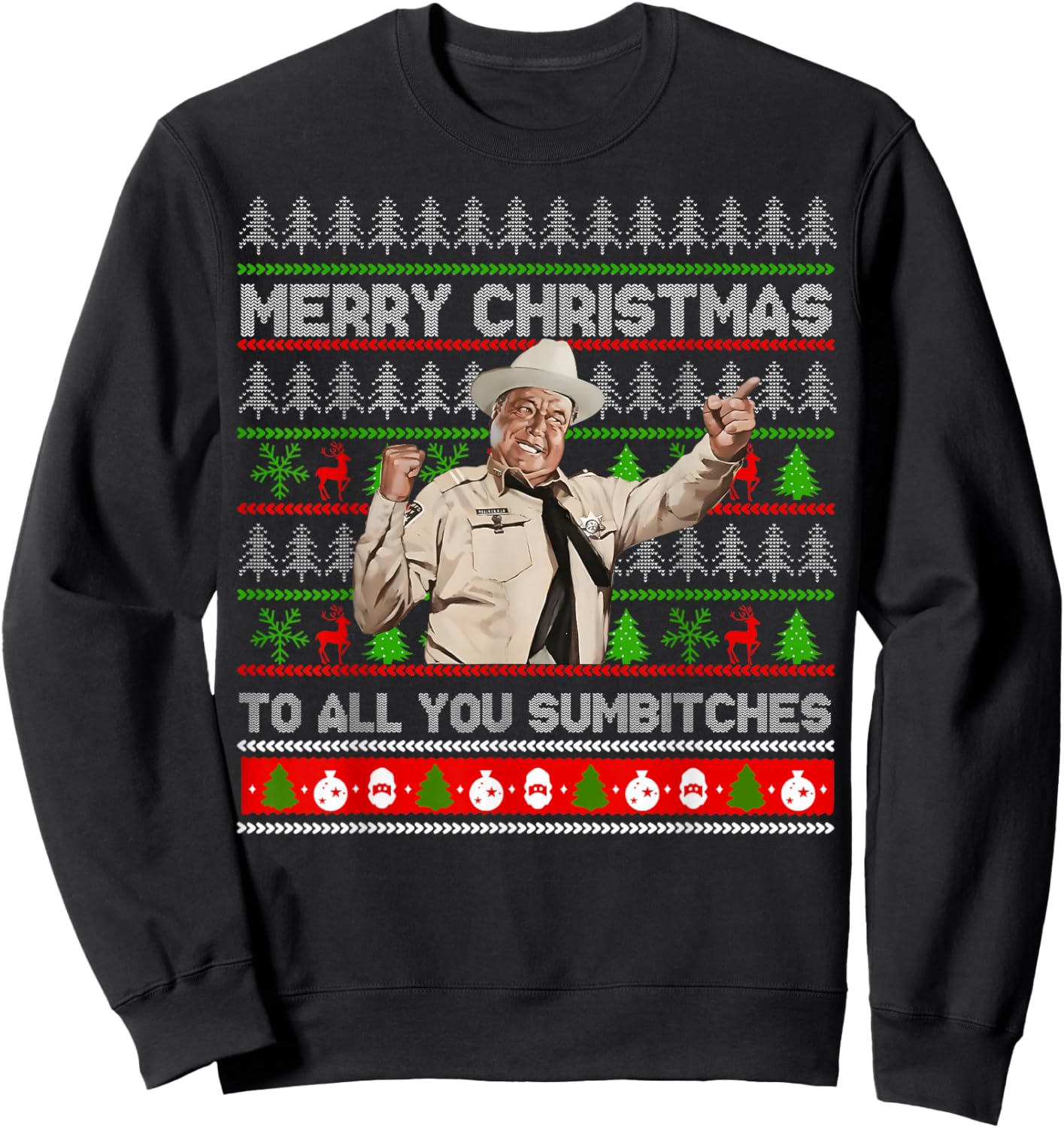 Merry Christmas to All You Sumbitches Ugly Sweater Retro Sweatshirt - Sweatshirt | Black