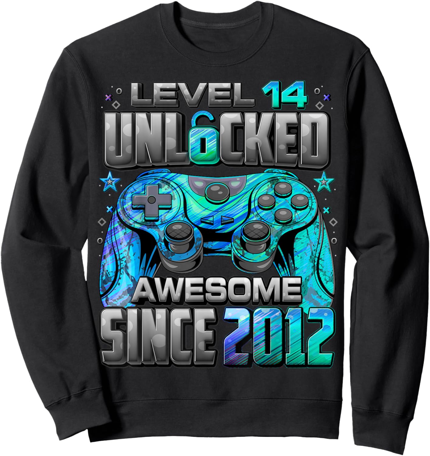 Level 14 Unlocked Awesome Since 2012 14th Birthday Gaming Sweatshirt - Sweatshirt | Black