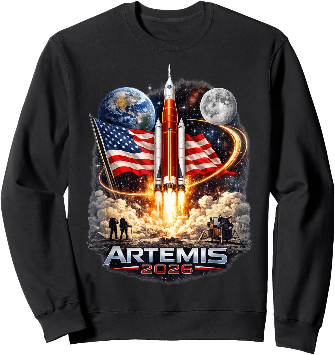 Artemis II Rocket Space Launch Back to The Moon Mission 2026 Sweatshirt - Sweatshirt | Black