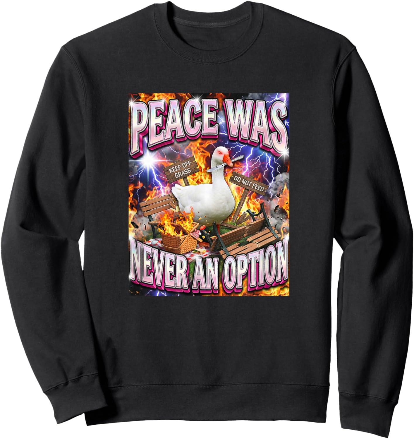 Peace was Never an Option – Funny Goose Meme Sweatshirt - Sweatshirt | Black