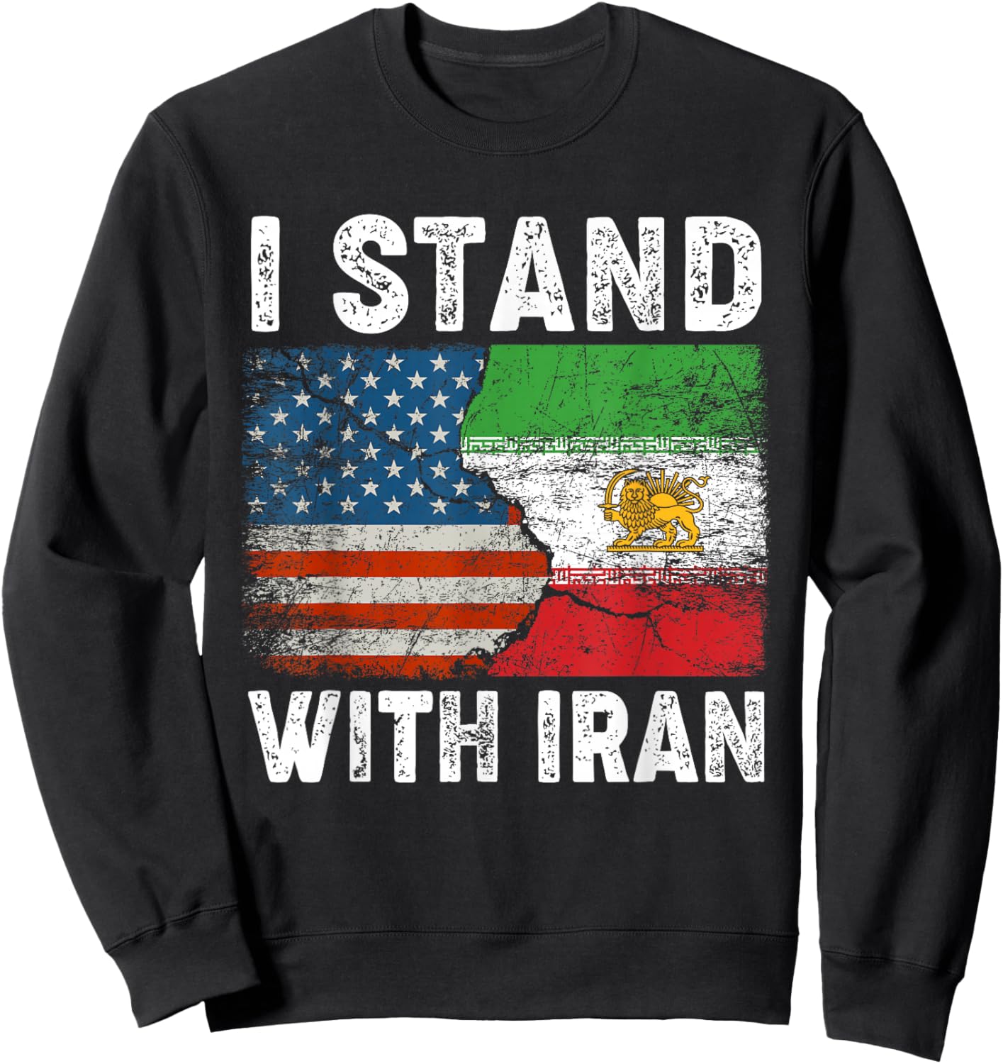 Iranian Flag I Stand with Iran Lion and Sun Flag MIGA Gift Sweatshirt - Sweatshirt | Black