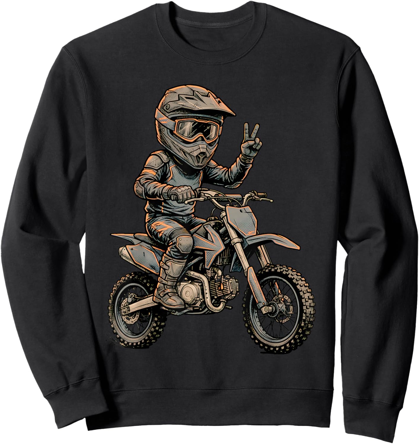 Dirt Bike Art Rider Motocross Motorcycle Dirtbike Boys Kids Sweatshirt - Sweatshirt | Black