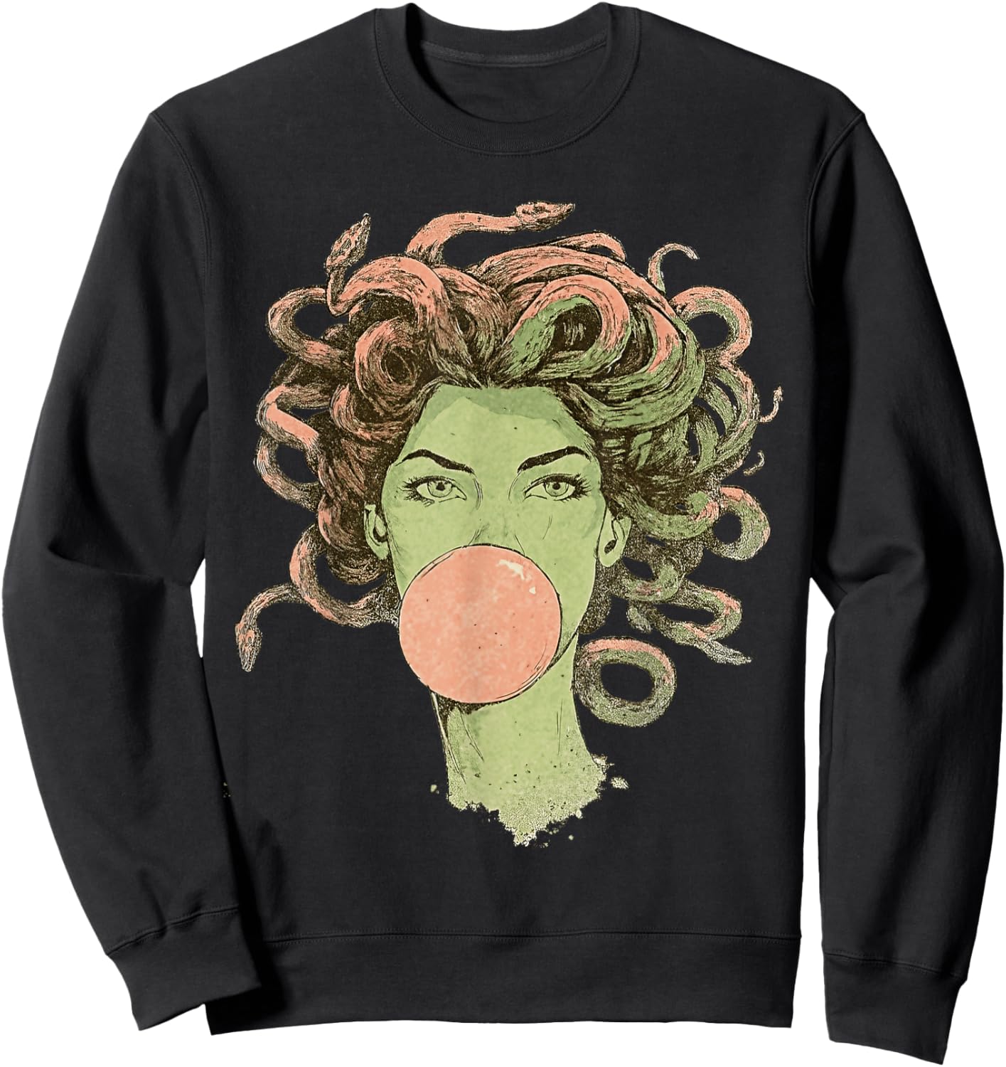 Medusa Bubblegum Mythological Snake Hair Goddess Feminist Sweatshirt - Sweatshirt | Black