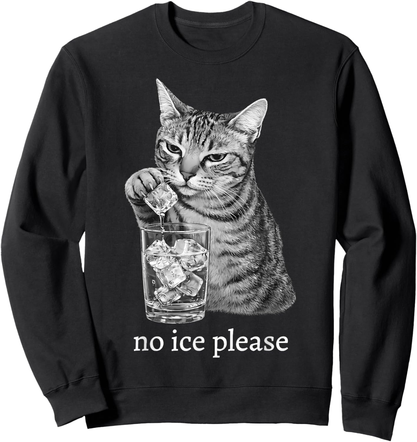 No Ice Please Funny Cat Meme Men Women Sweatshirt - Sweatshirt | Black