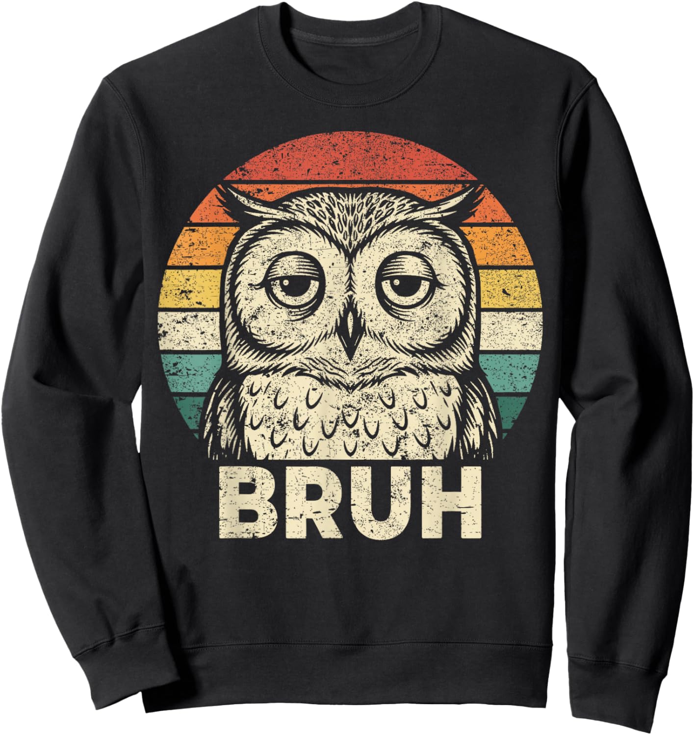 Funny Graphic Owl Bruh for Boys Girls Men Women Sweatshirt - Sweatshirt | Black