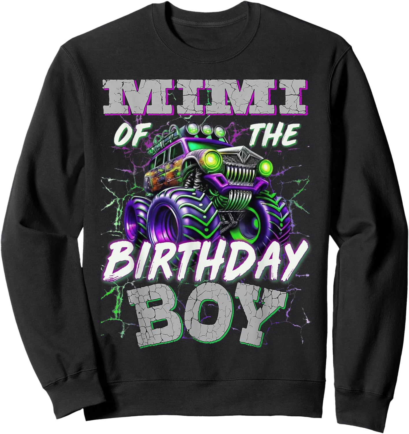 Mimi of Birthday Boy Monster Truck Family Matching Sweatshirt - Sweatshirt | Black