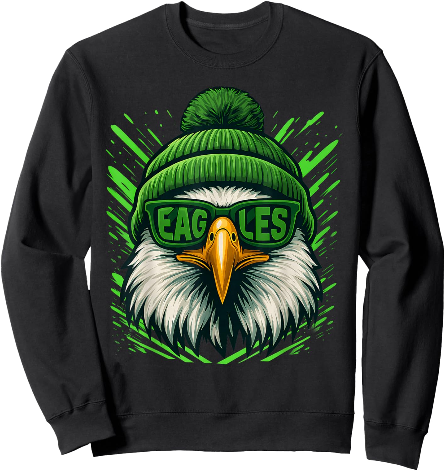 Funny Retro Eagle with Sunglasses Cool Women Kids Sweatshirt - Sweatshirt | Black